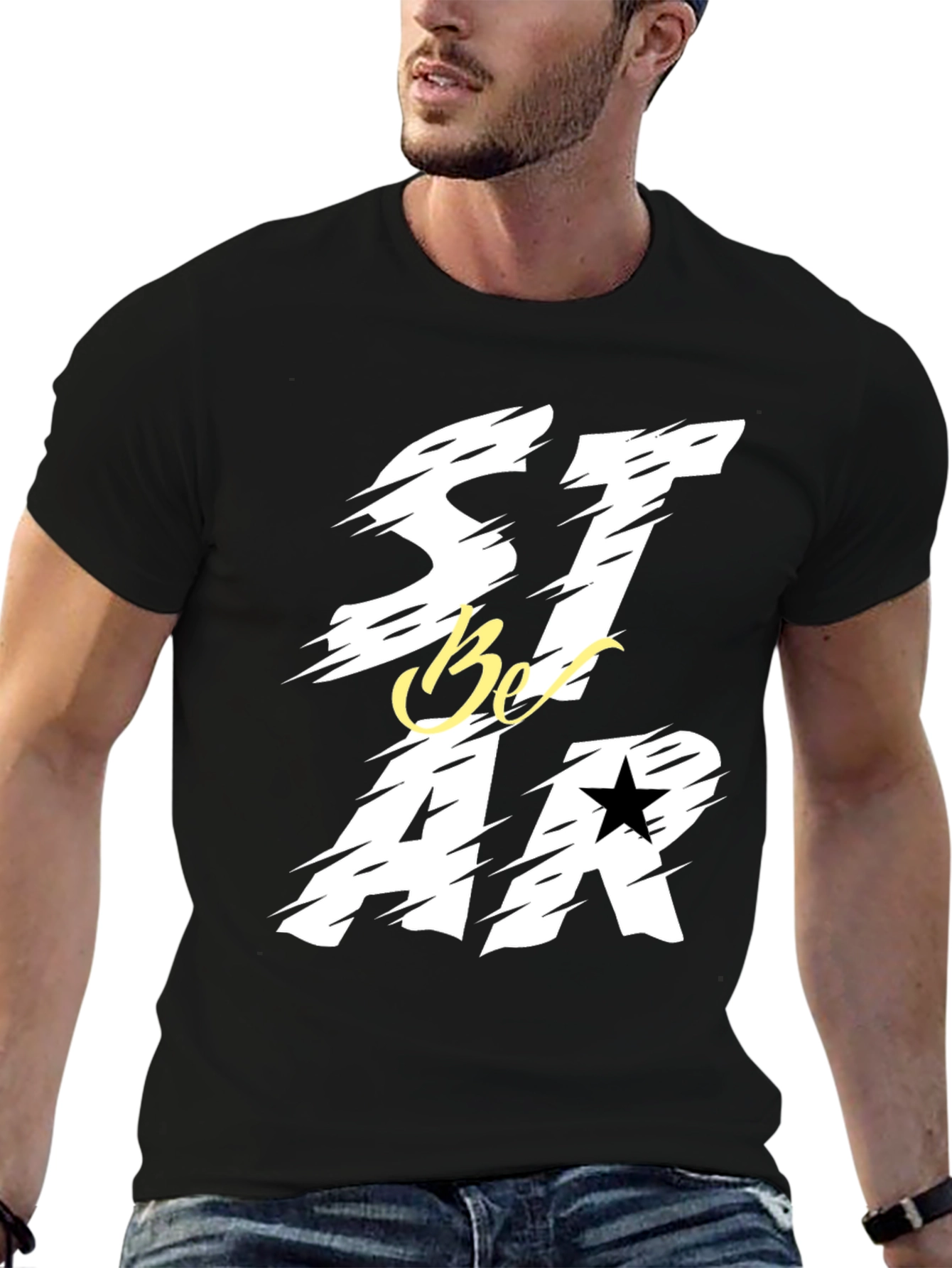 Be a Star Graphic Print Black T-Shirt