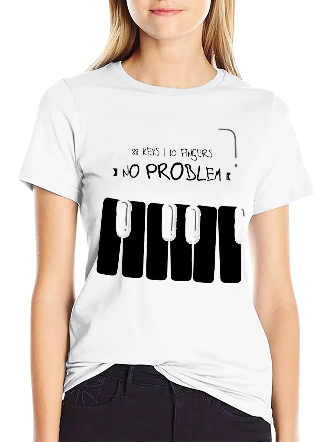 88 Keys 10 Fingers Piano Music Teacher Musician Lightweight Cotton T-Shirt – Daily Comfort Graphic Shirt