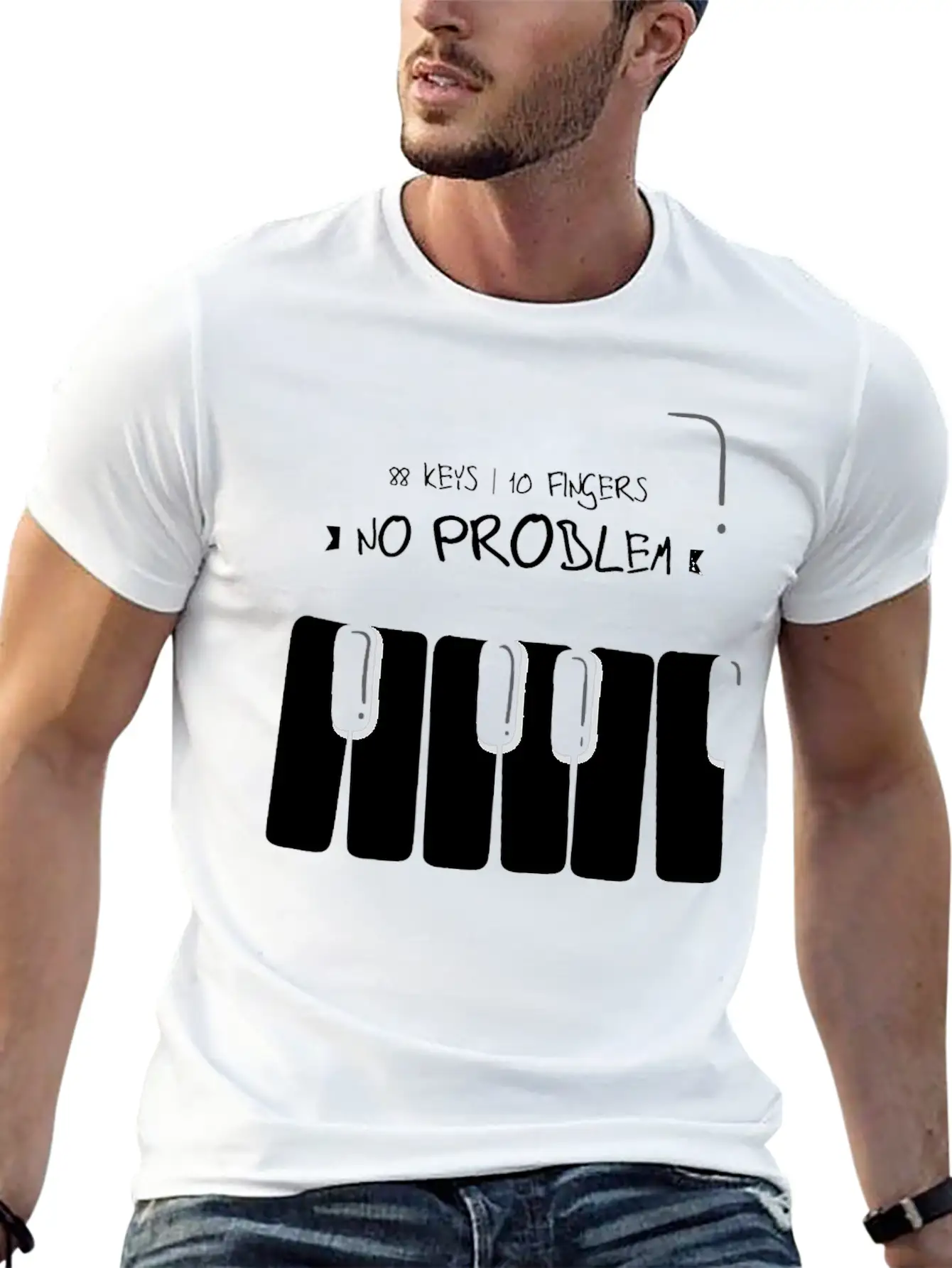 88 Keys 10 Fingers Piano Music Teacher Musician Lightweight Cotton T-Shirt – Daily Comfort Graphic Shirt