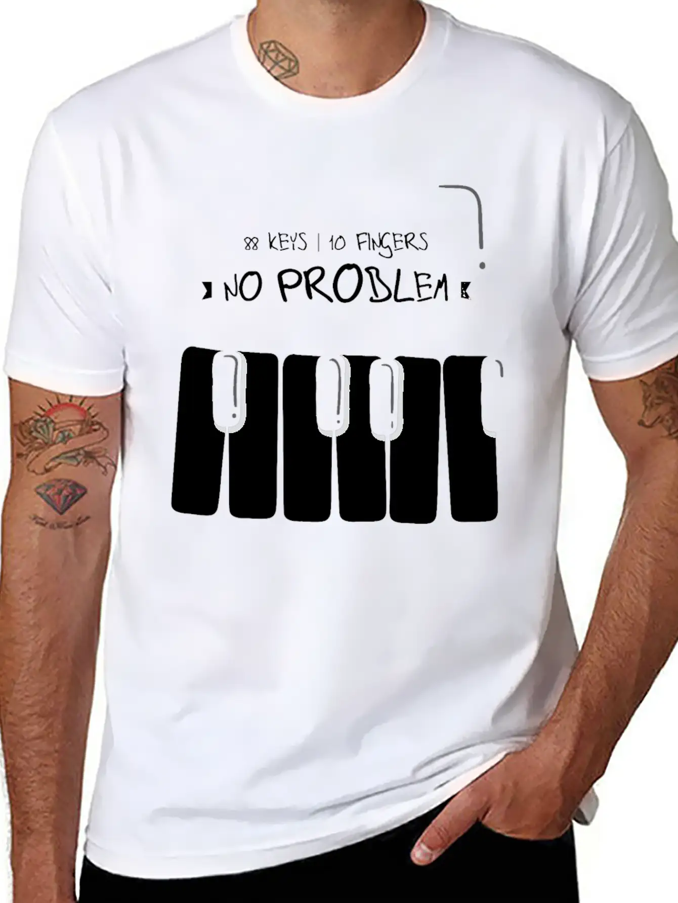 88 Keys 10 Fingers Piano Music Teacher Musician Lightweight Cotton T-Shirt – Daily Comfort Graphic Shirt
