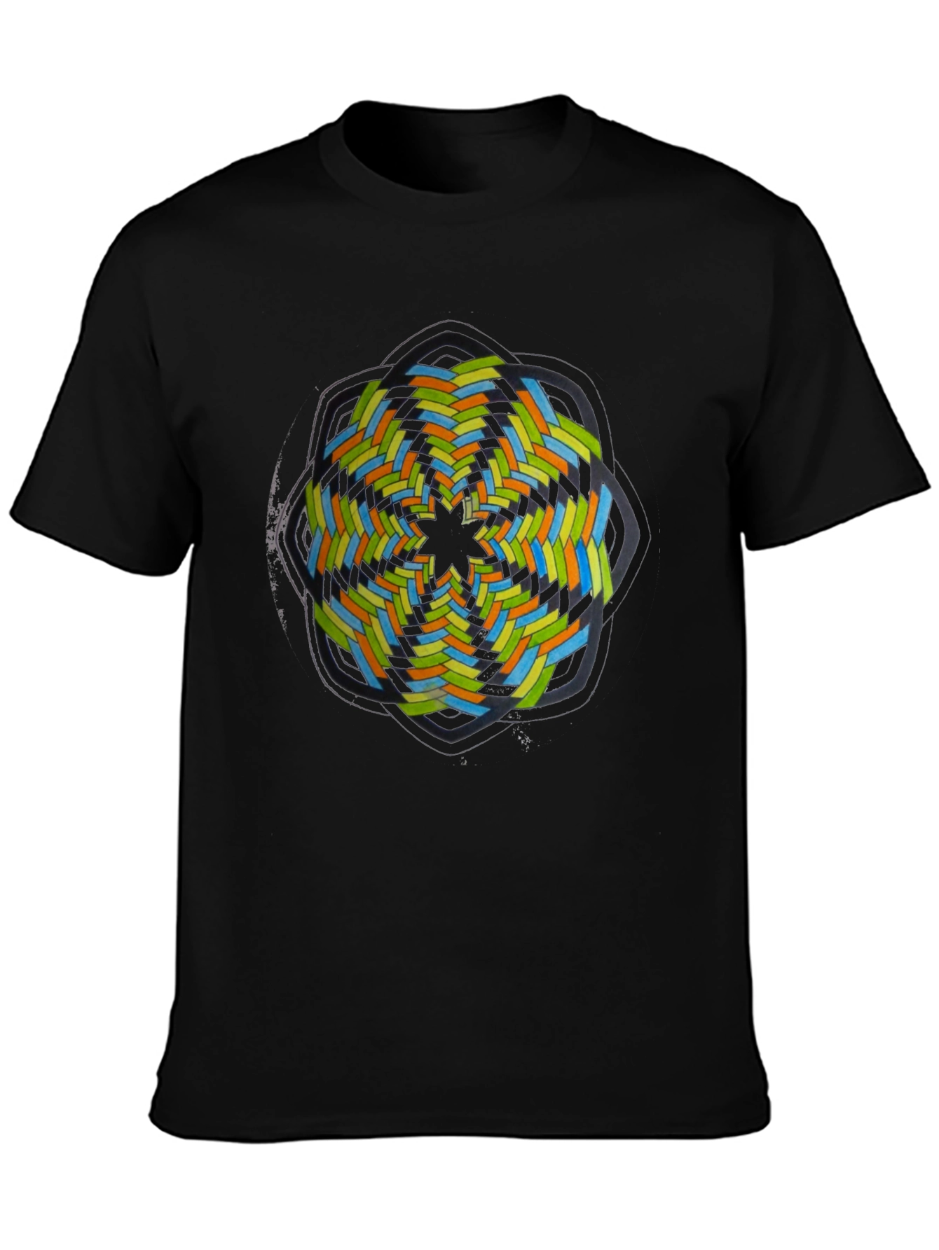Abstract Geometric Graphic Tee - Black