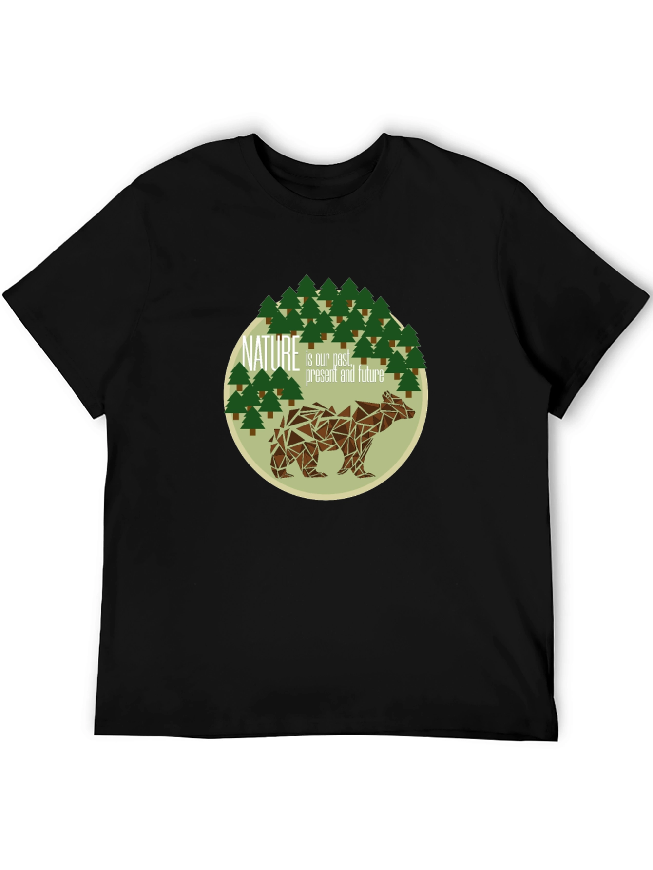 Nature Bear Graphic Tee - Black Soft Cotton