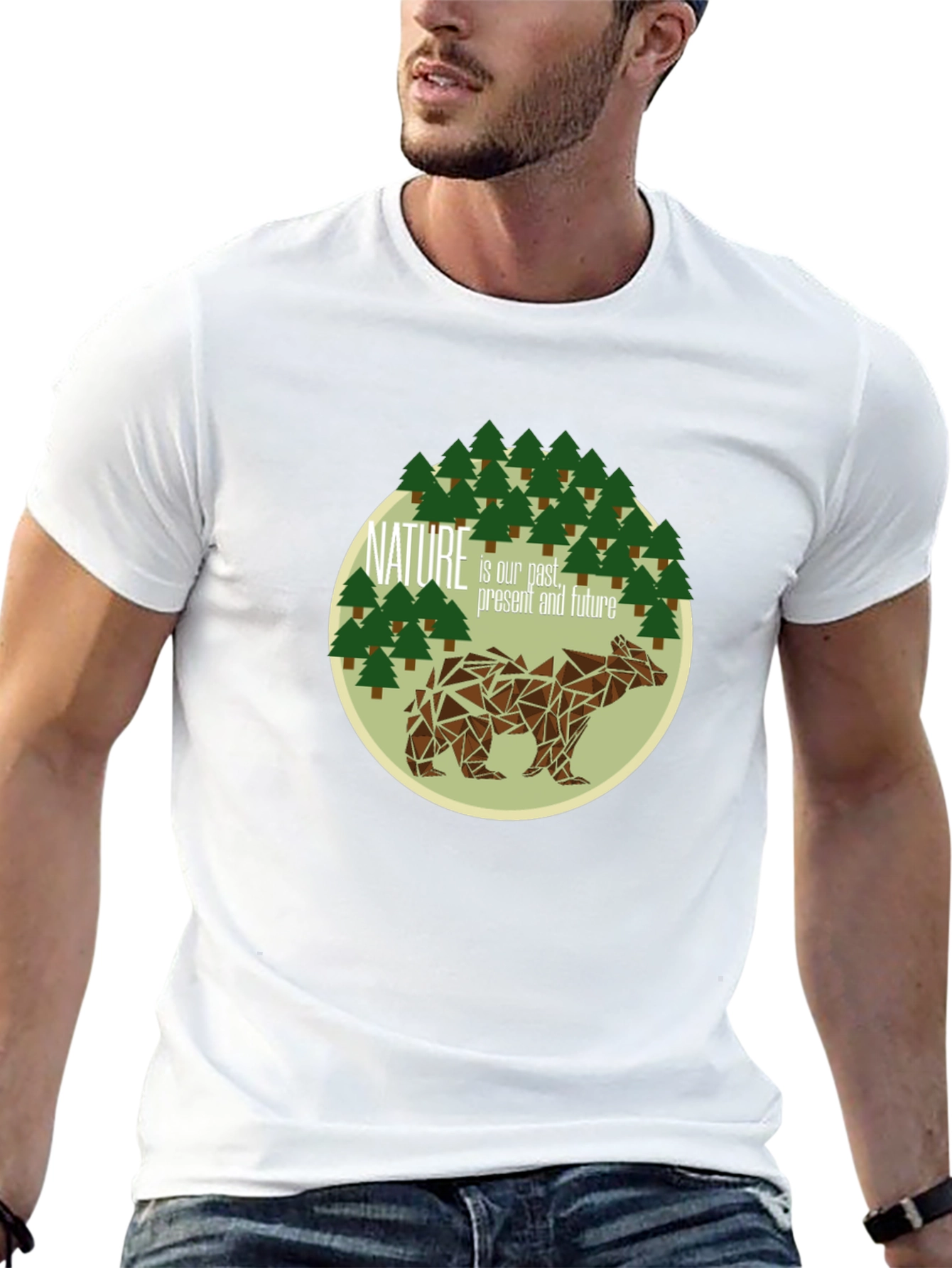 Nature Bear Graphic Tee - Black Soft Cotton