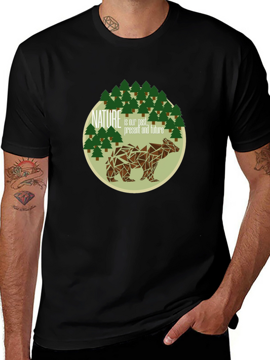 Nature Bear Graphic Tee - Black Soft Cotton