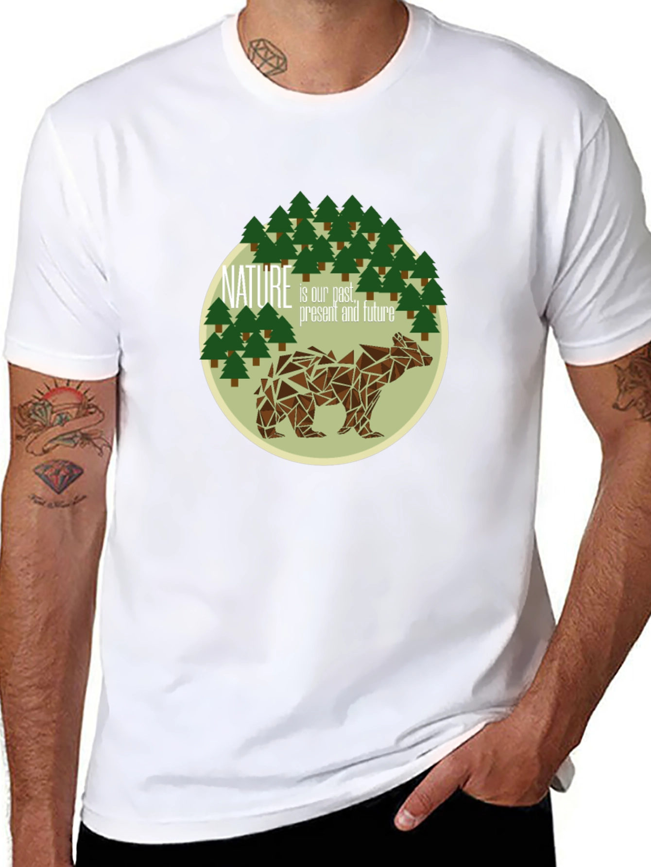 Nature Bear Graphic Tee - Black Soft Cotton