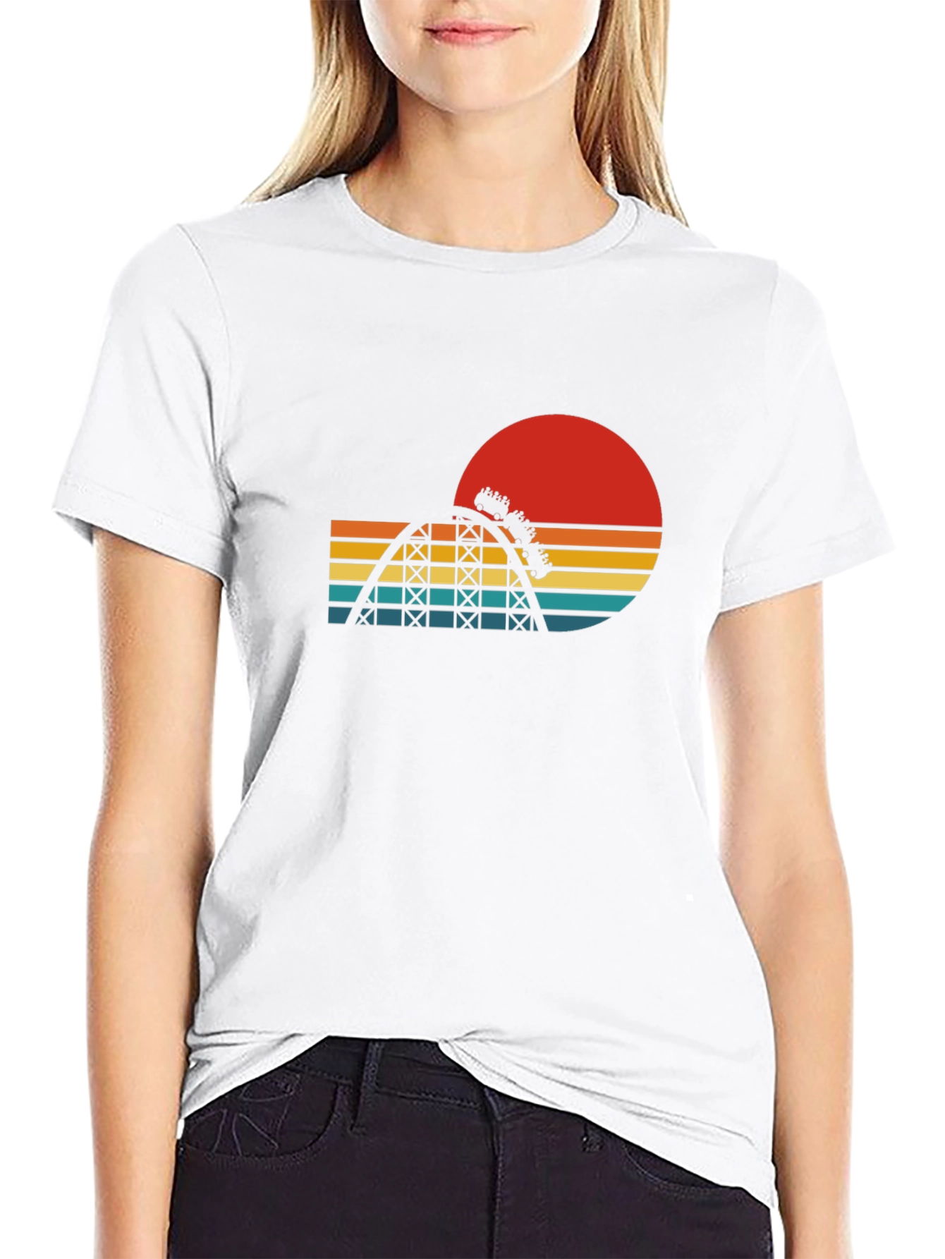 Retro Roller Coaster Sunset Graphic Tee