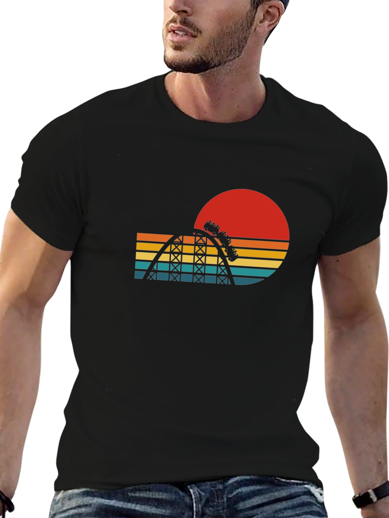Retro Roller Coaster Sunset Graphic Tee
