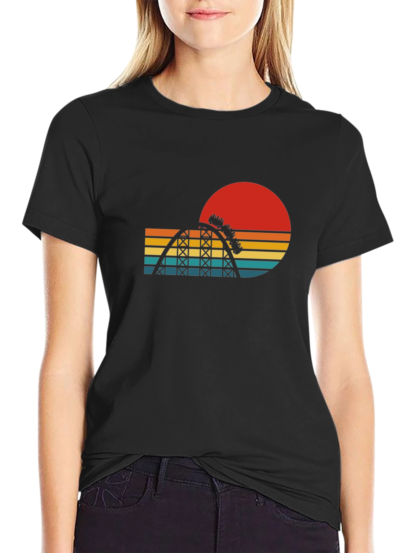Retro Roller Coaster Sunset Graphic Tee