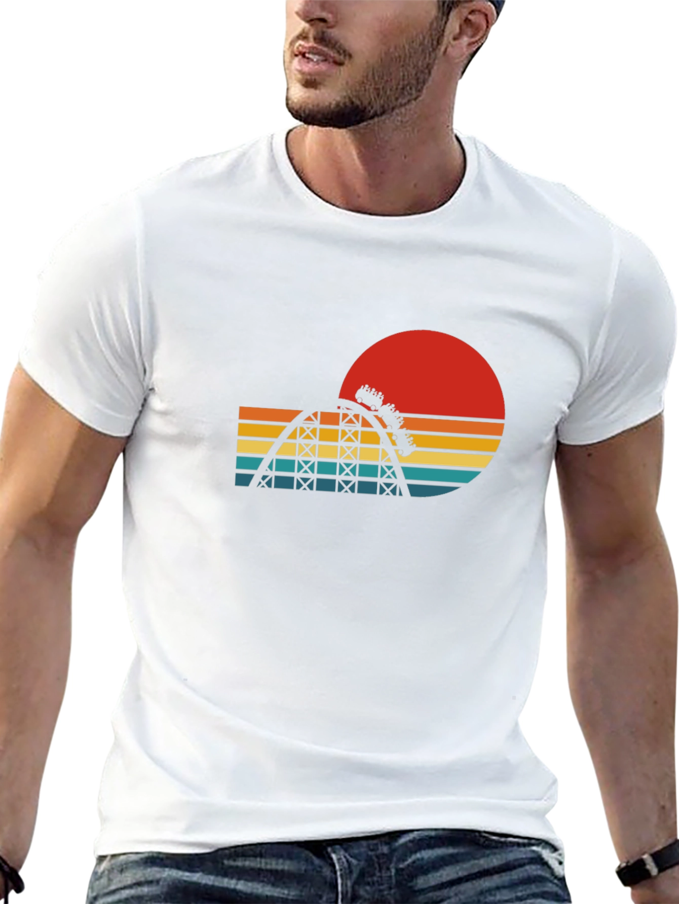 Retro Roller Coaster Sunset Graphic Tee