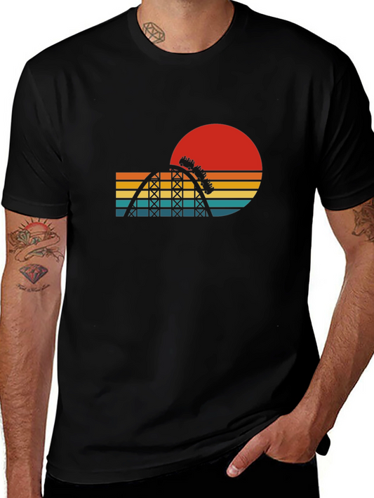 Retro Roller Coaster Sunset Graphic Tee