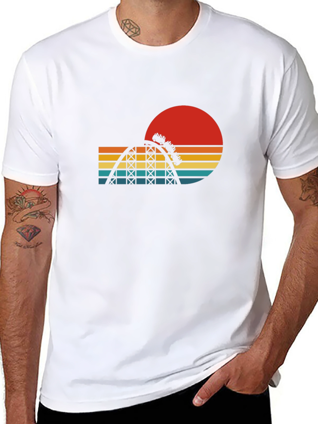Retro Roller Coaster Sunset Graphic Tee