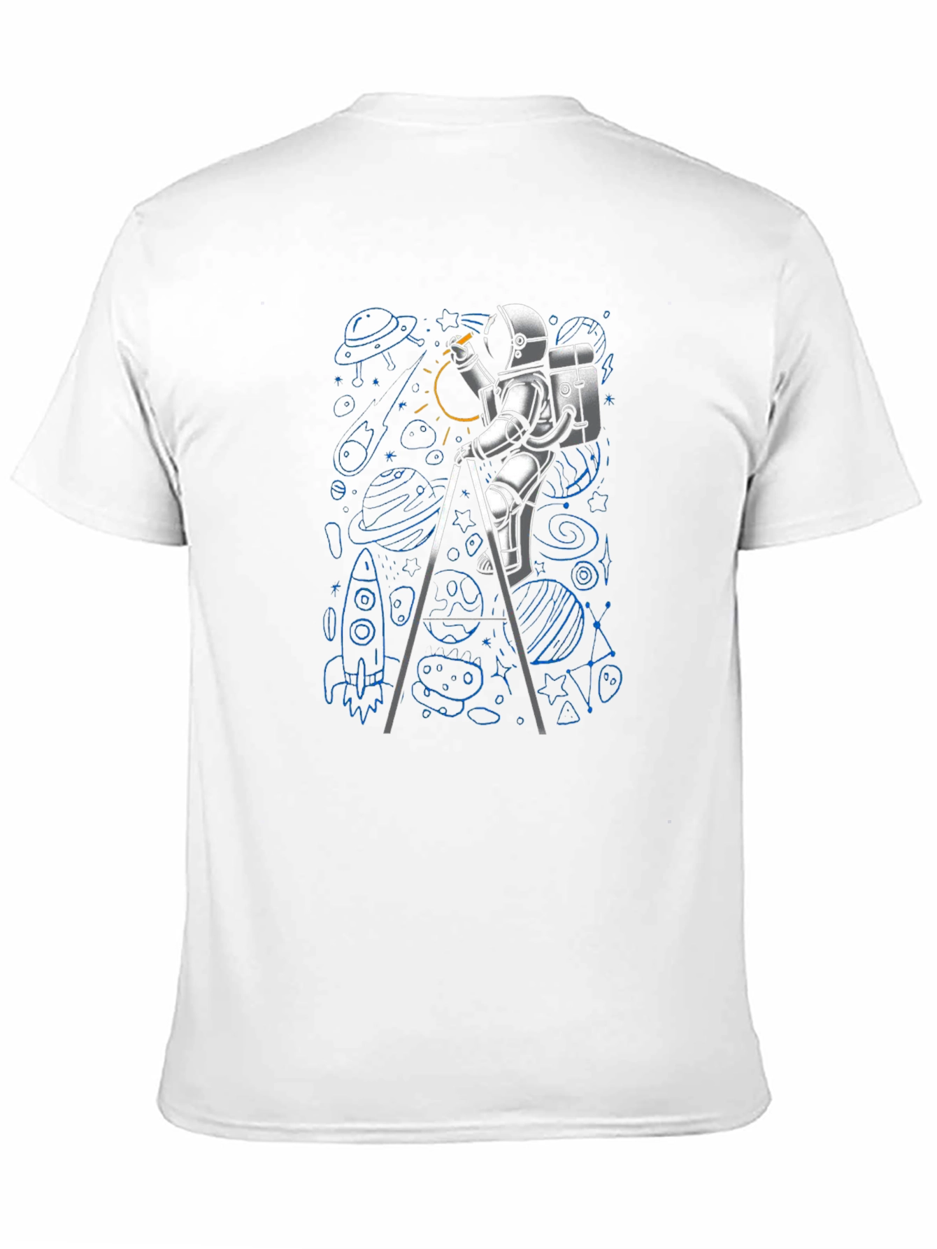 Astronaut Drawing Space T-Shirt - Black