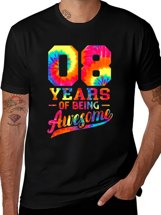 8th Birthday 8 Years Old Awesome Tie Dye Lightweight Cotton T-Shirt – Daily Comfort Graphic Shirt