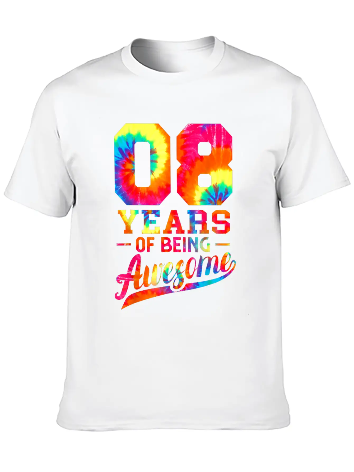 8th Birthday 8 Years Old Awesome Tie Dye Lightweight Cotton T-Shirt – Daily Comfort Graphic Shirt