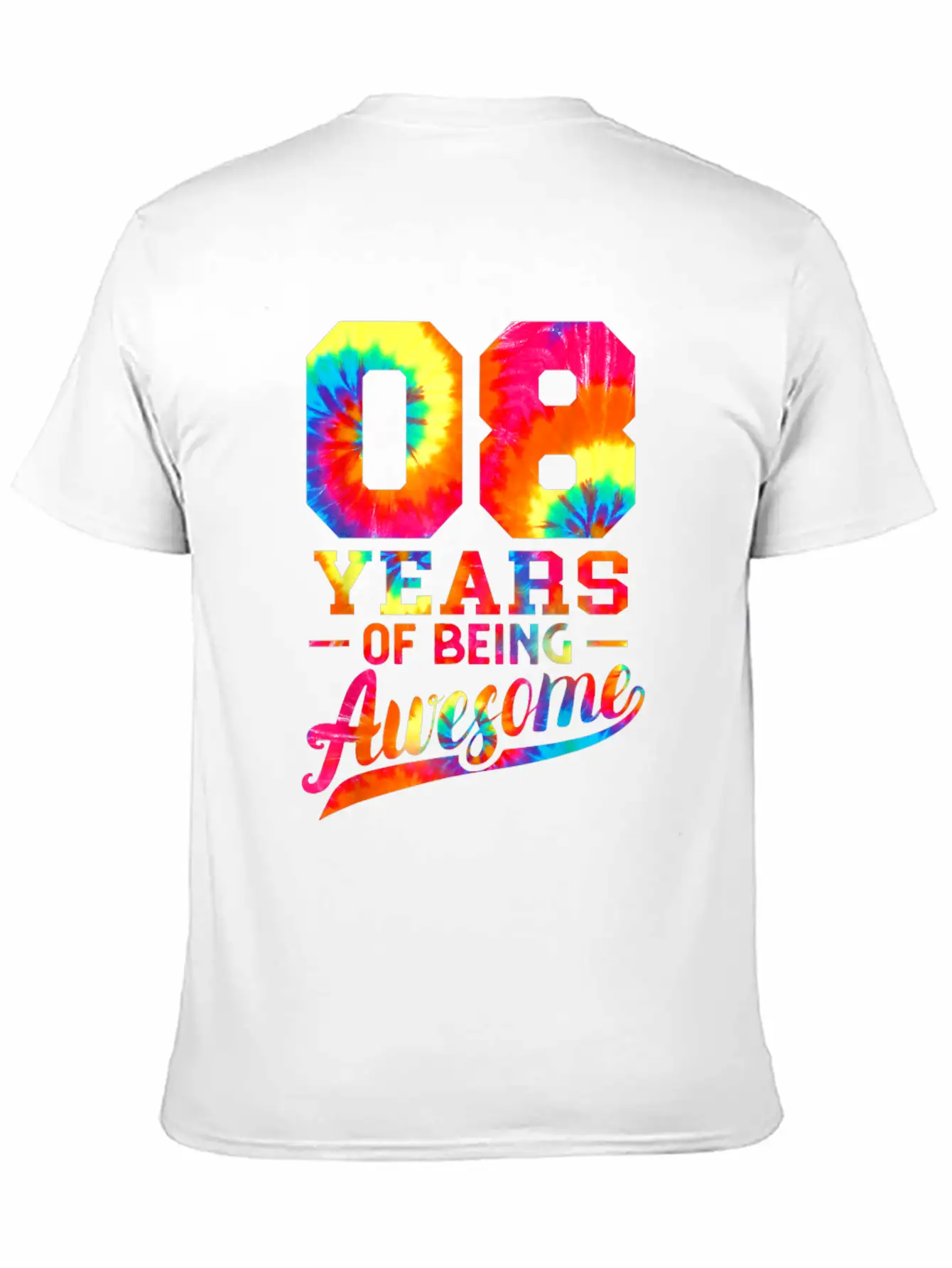 8th Birthday 8 Years Old Awesome Tie Dye Lightweight Cotton T-Shirt – Daily Comfort Graphic Shirt