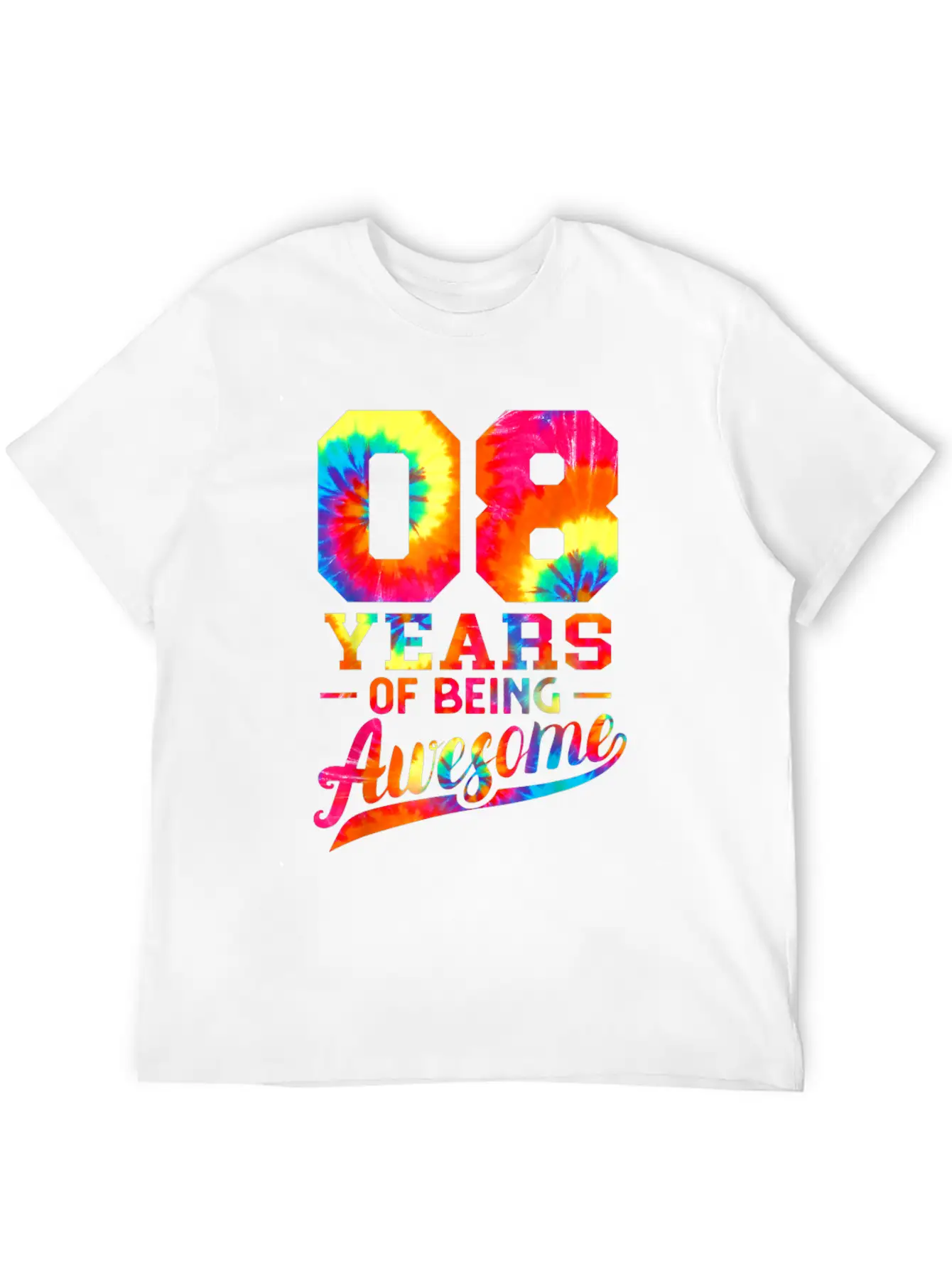 8th Birthday 8 Years Old Awesome Tie Dye Lightweight Cotton T-Shirt – Daily Comfort Graphic Shirt
