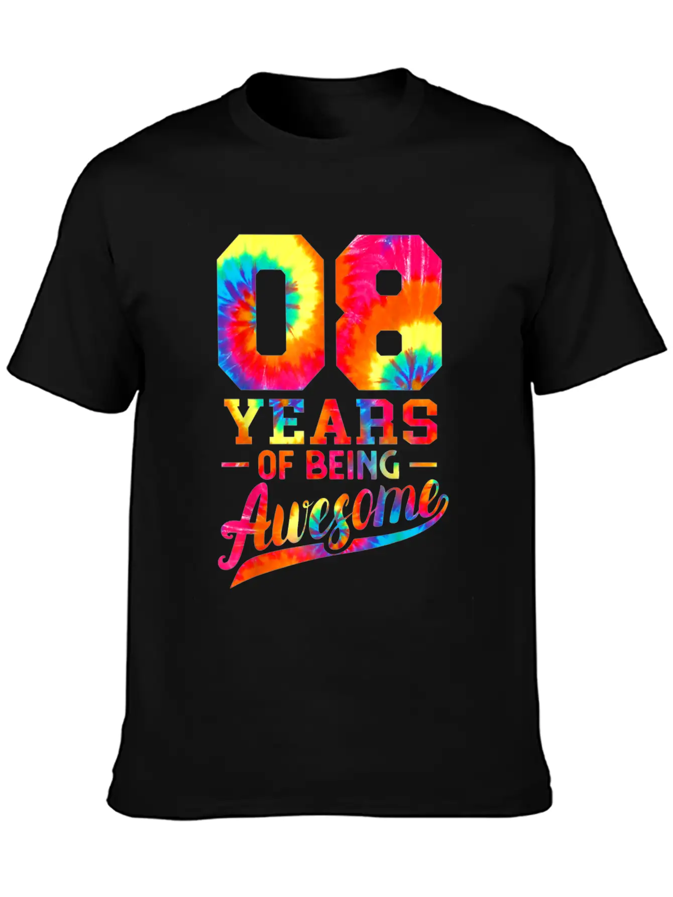 8th Birthday 8 Years Old Awesome Tie Dye Lightweight Cotton T-Shirt – Daily Comfort Graphic Shirt