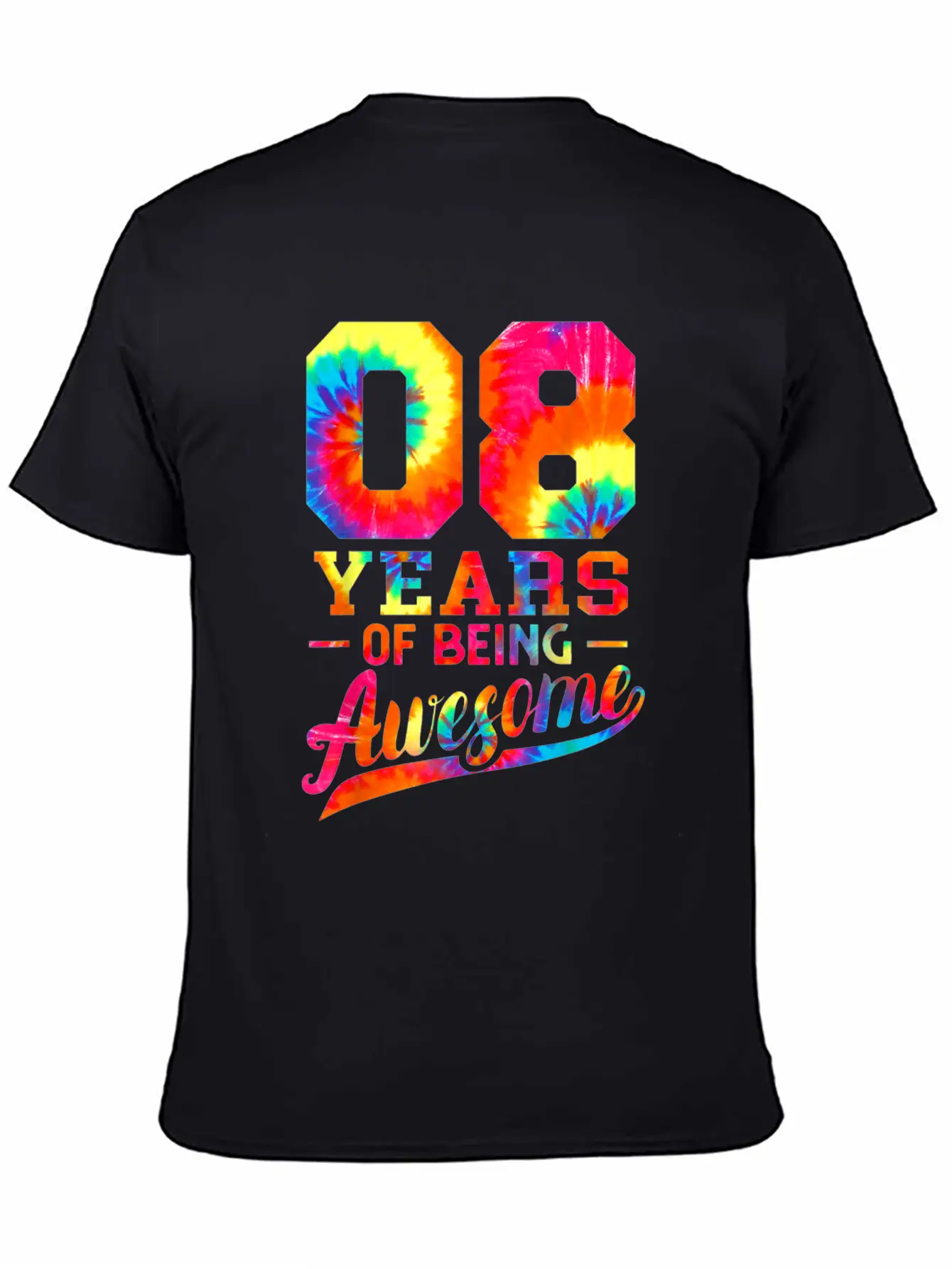 8th Birthday 8 Years Old Awesome Tie Dye Lightweight Cotton T-Shirt – Daily Comfort Graphic Shirt