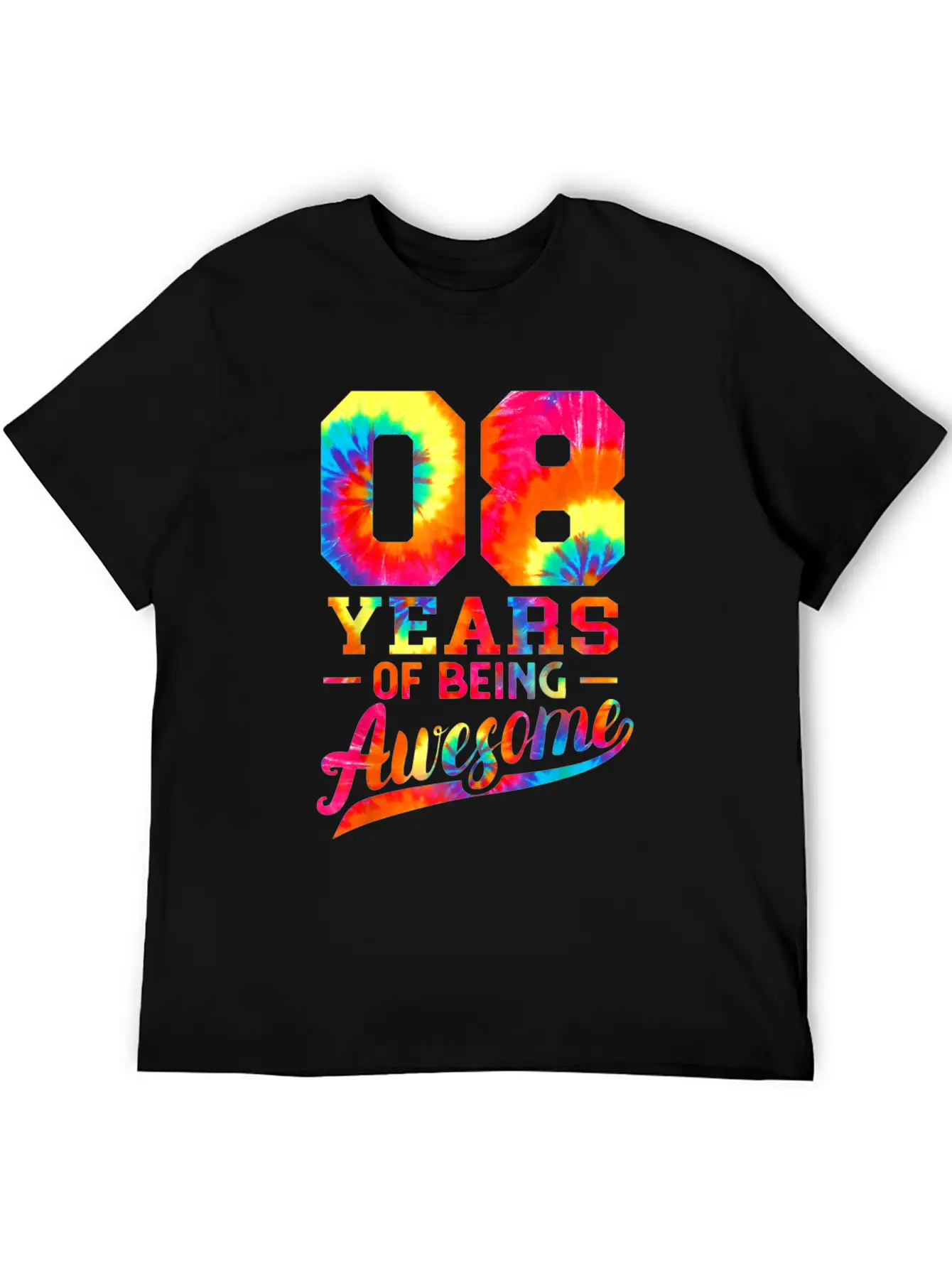 8th Birthday 8 Years Old Awesome Tie Dye Lightweight Cotton T-Shirt – Daily Comfort Graphic Shirt