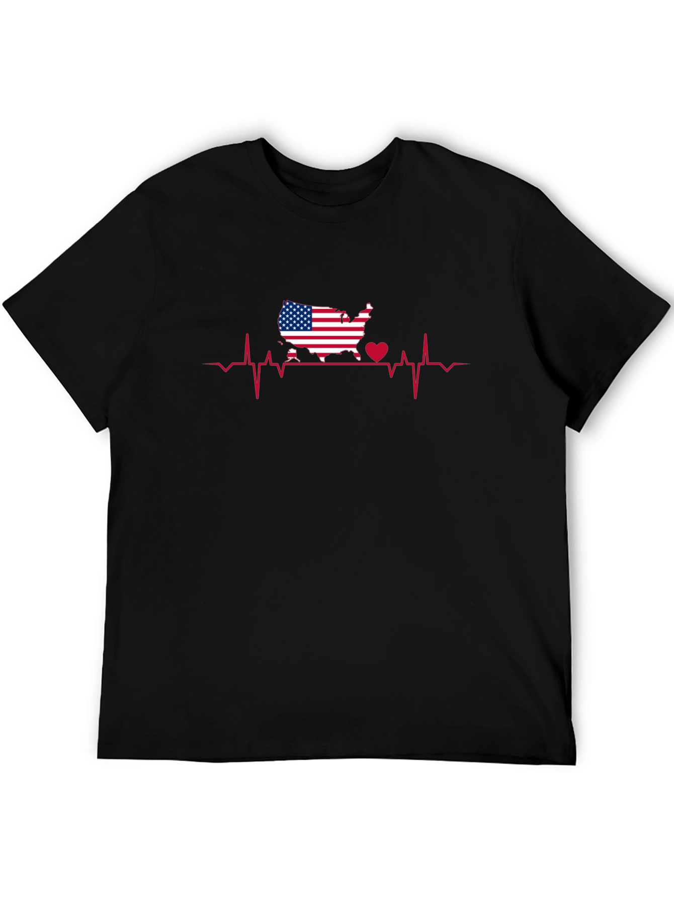 USA Heartbeat Graphic T-Shirt - Black