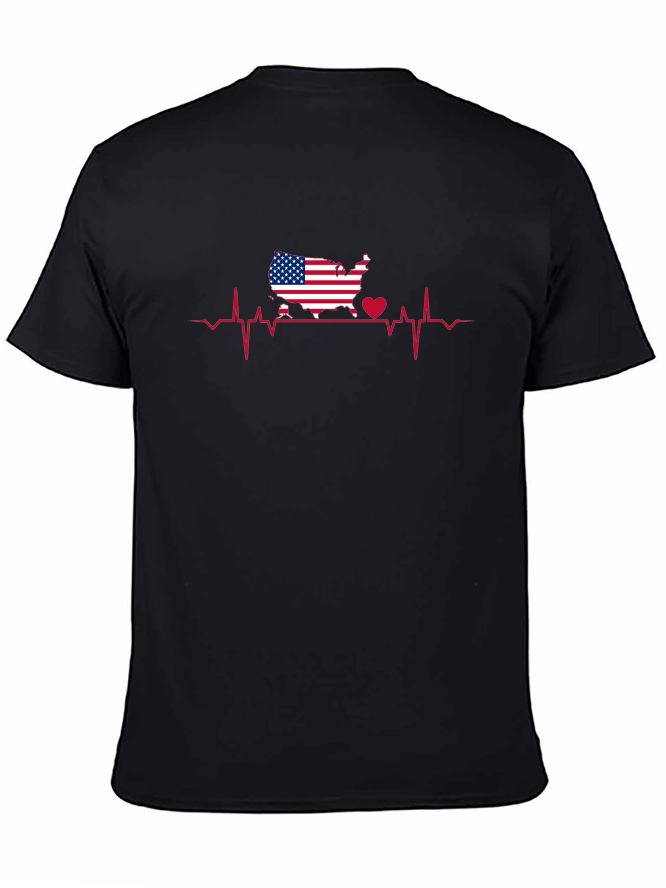 USA Heartbeat Graphic T-Shirt - Black