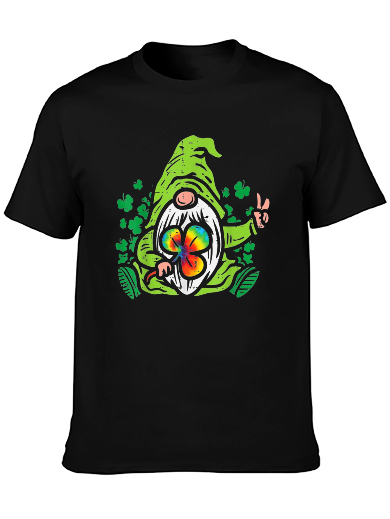 St. Patricks Day Gnome Black T-Shirt
