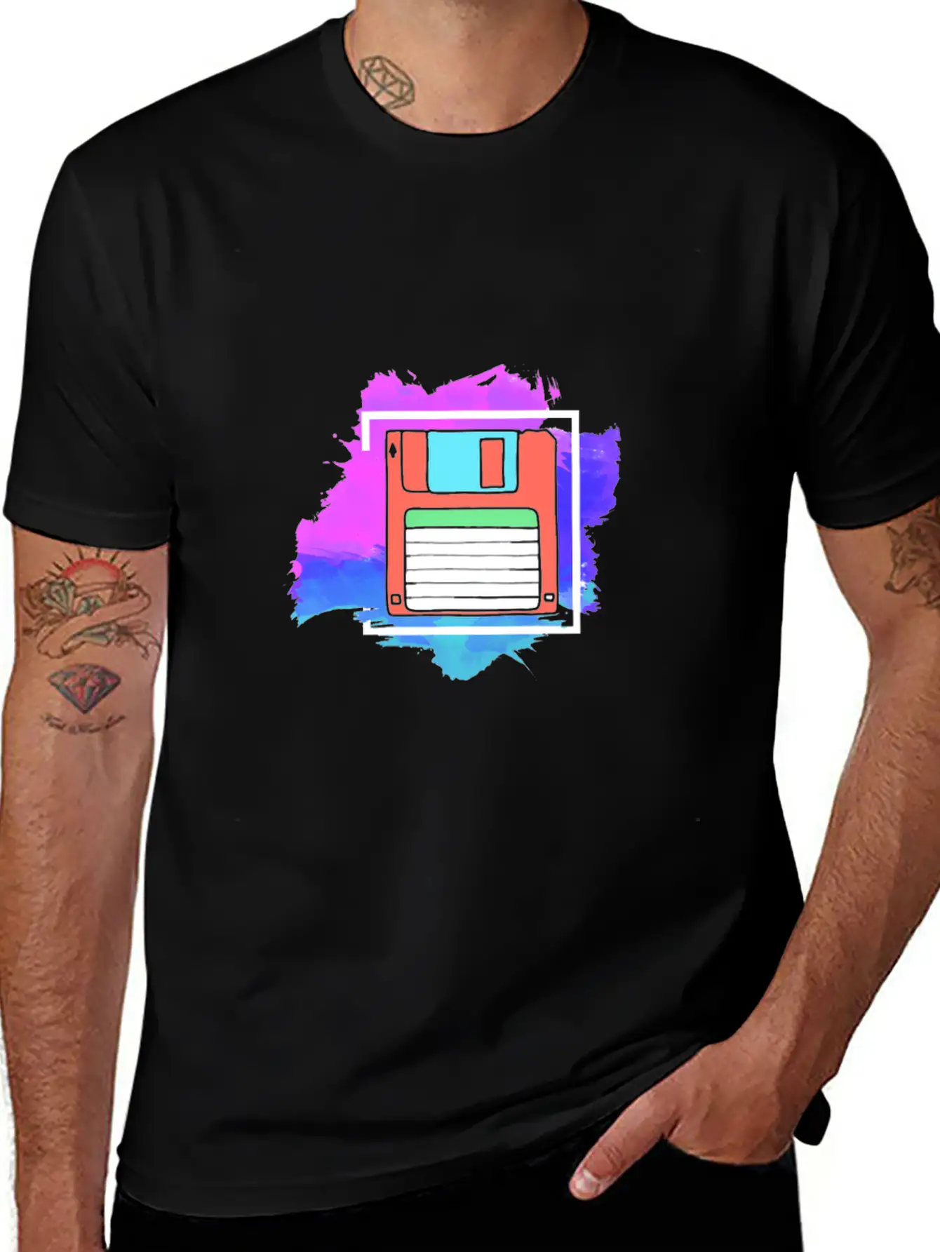 90s Neon Rubic Cube Cassette Tape Lightweight Cotton T-Shirt – Daily Comfort Graphic Shirt