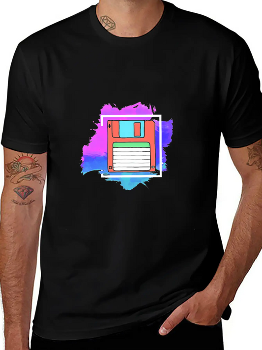 90s Neon Rubic Cube Cassette Tape Lightweight Cotton T-Shirt – Daily Comfort Graphic Shirt