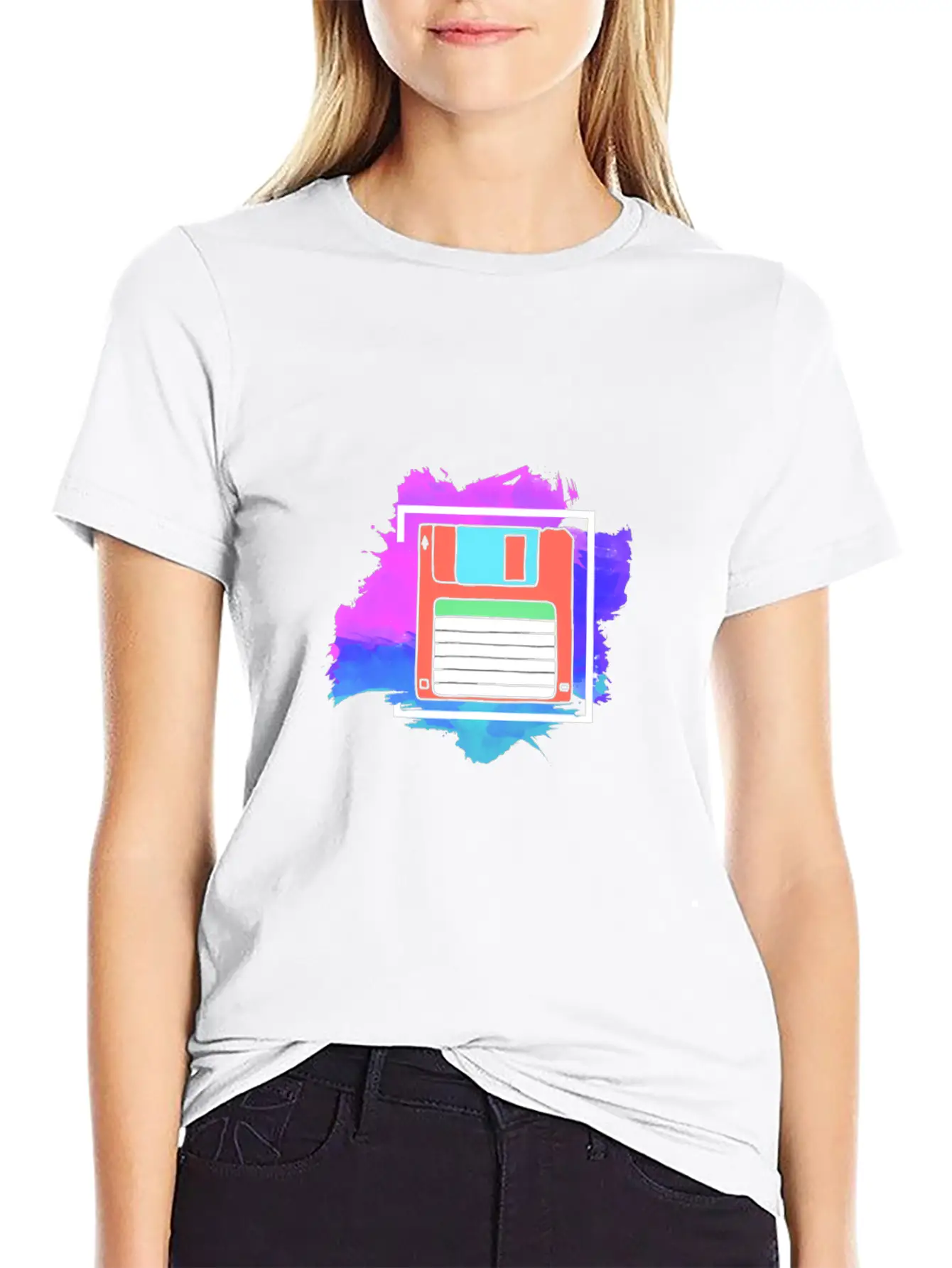 90s Neon Rubic Cube Cassette Tape Lightweight Cotton T-Shirt – Daily Comfort Graphic Shirt