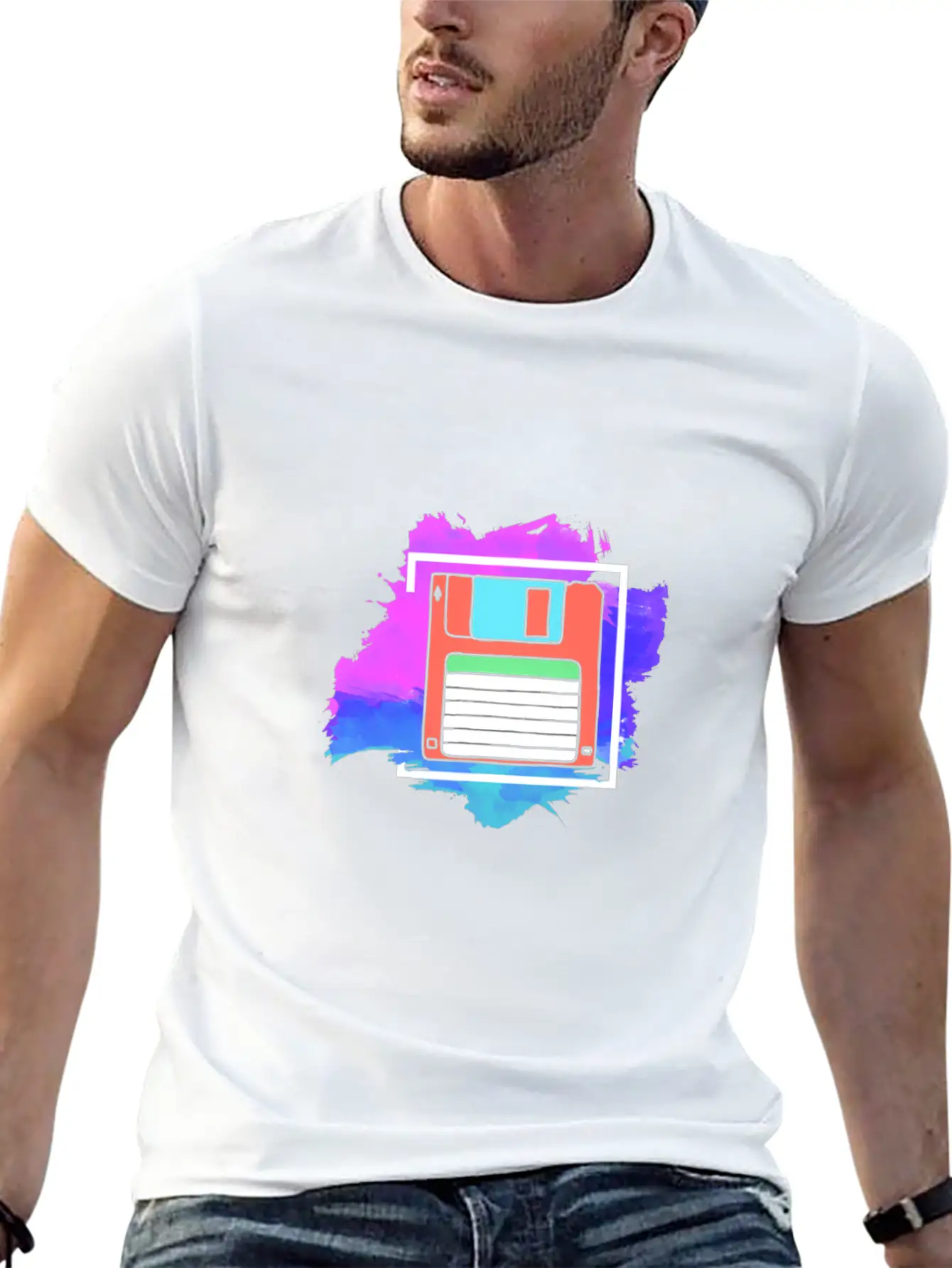 90s Neon Rubic Cube Cassette Tape Lightweight Cotton T-Shirt – Daily Comfort Graphic Shirt