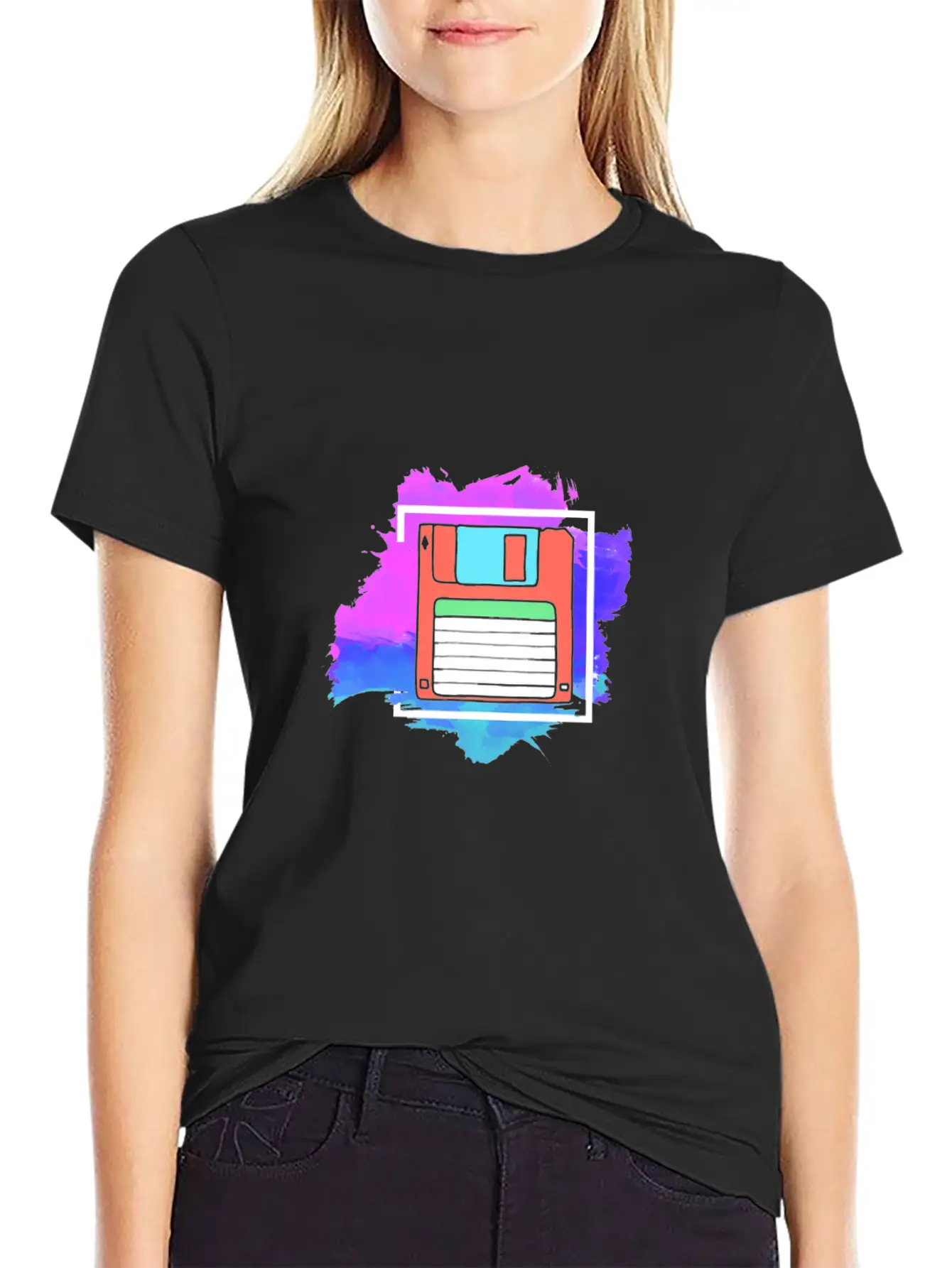 90s Neon Rubic Cube Cassette Tape Lightweight Cotton T-Shirt – Daily Comfort Graphic Shirt