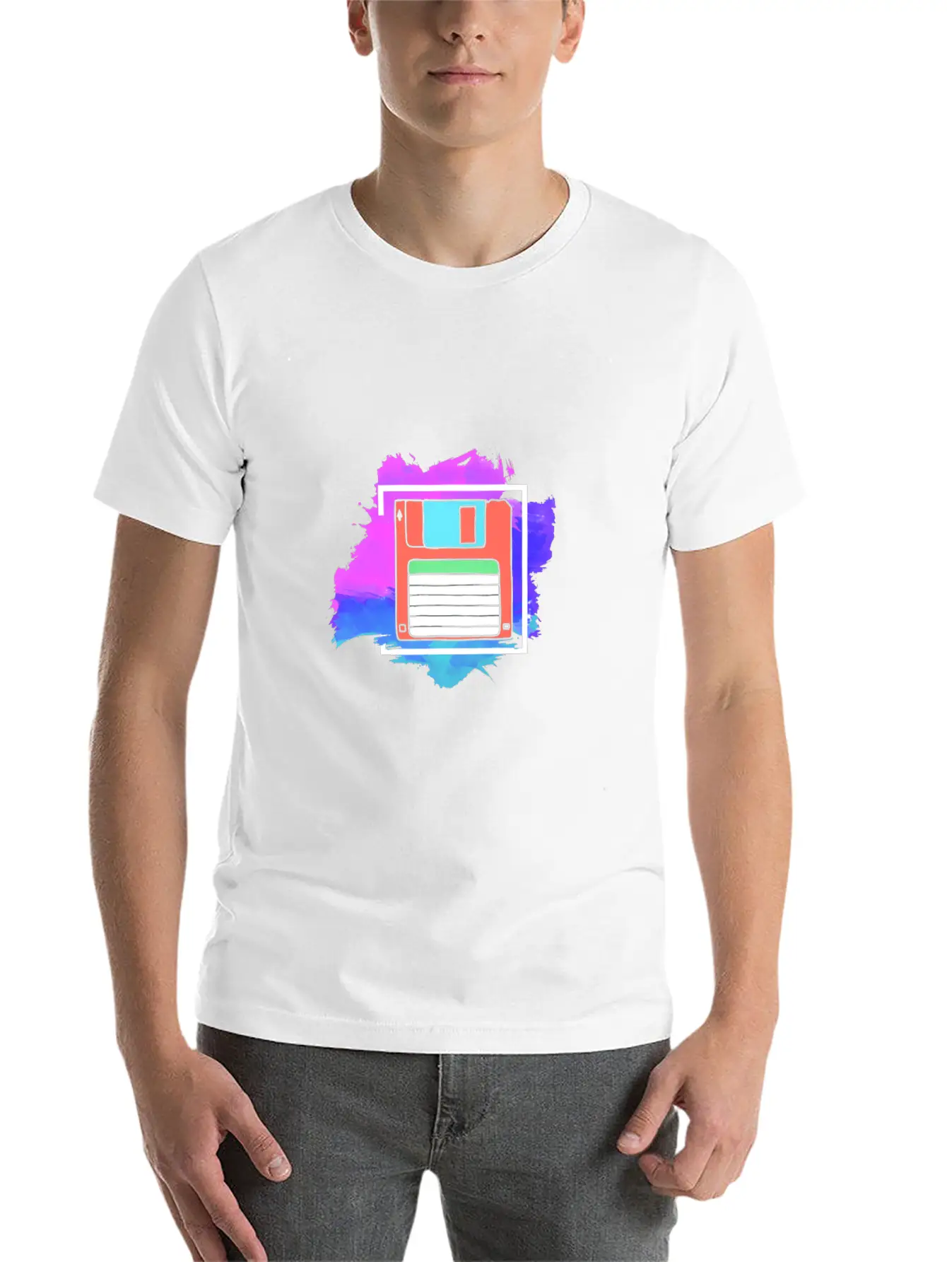 90s Neon Rubic Cube Cassette Tape Lightweight Cotton T-Shirt – Daily Comfort Graphic Shirt