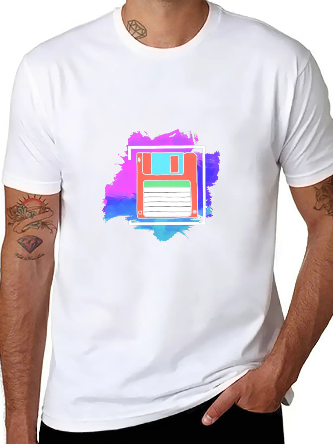 90s Neon Rubic Cube Cassette Tape Lightweight Cotton T-Shirt – Daily Comfort Graphic Shirt