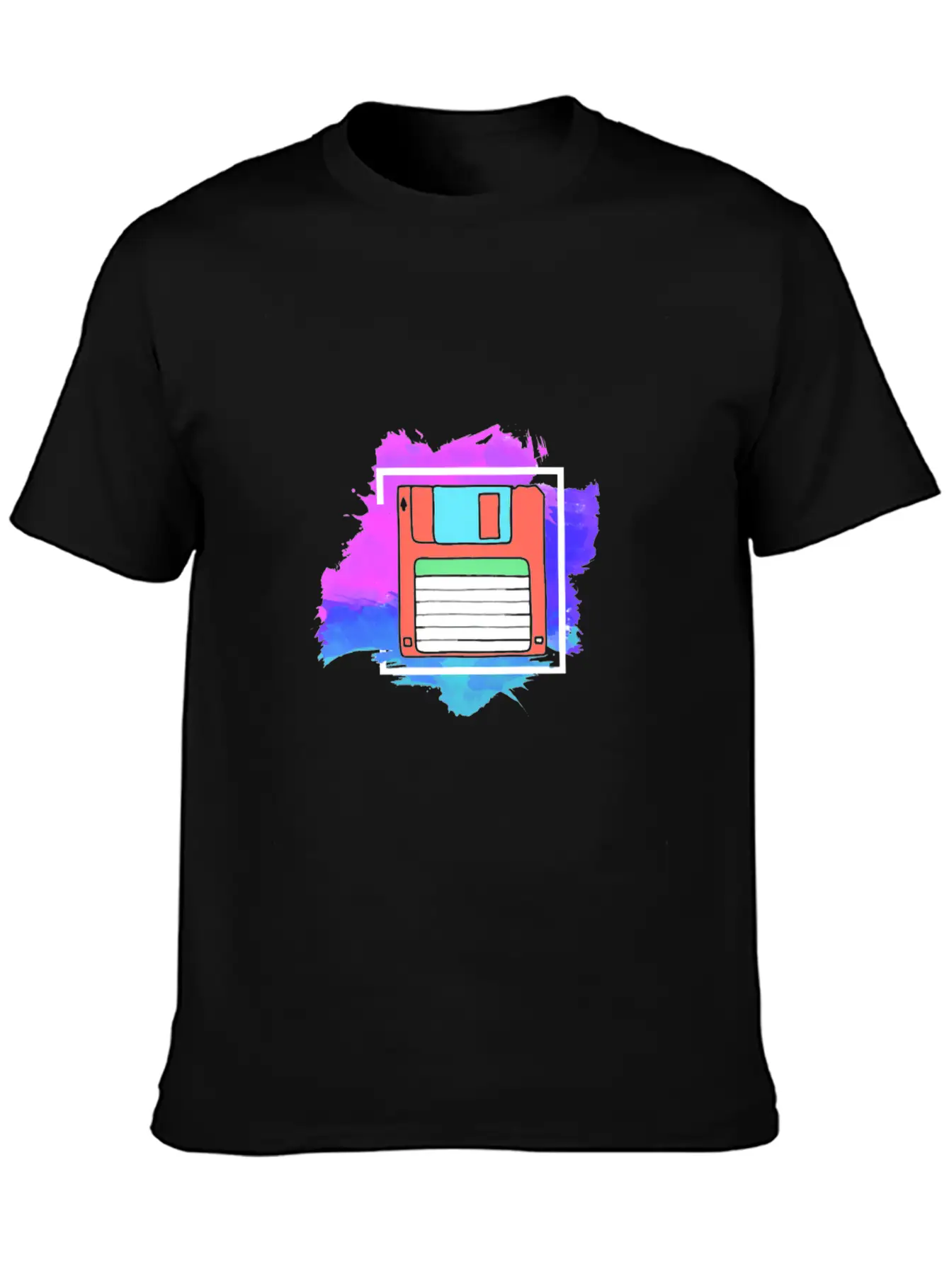 90s Neon Rubic Cube Cassette Tape Lightweight Cotton T-Shirt – Daily Comfort Graphic Shirt