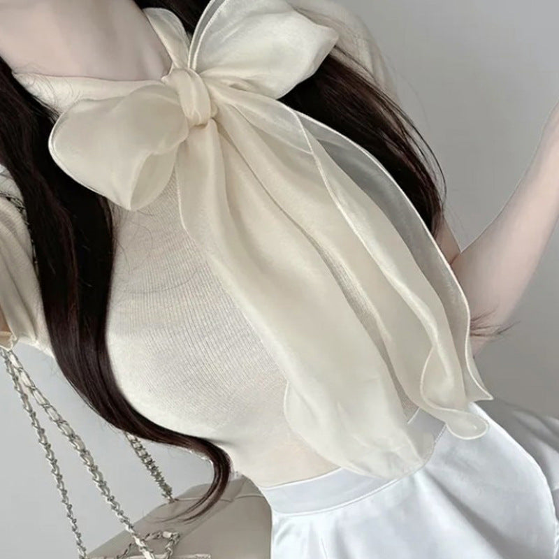 Bow top short sleeved t-shirt for women