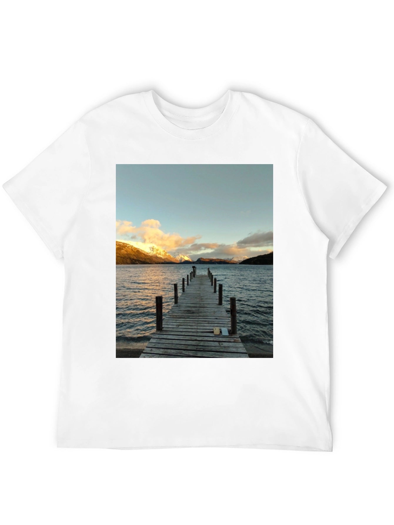 Scenic Lake View Graphic Tee - Black Cotton T-Shirt