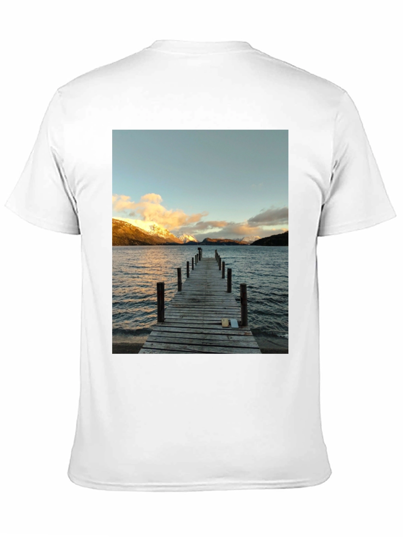 Scenic Lake View Graphic Tee - Black Cotton T-Shirt