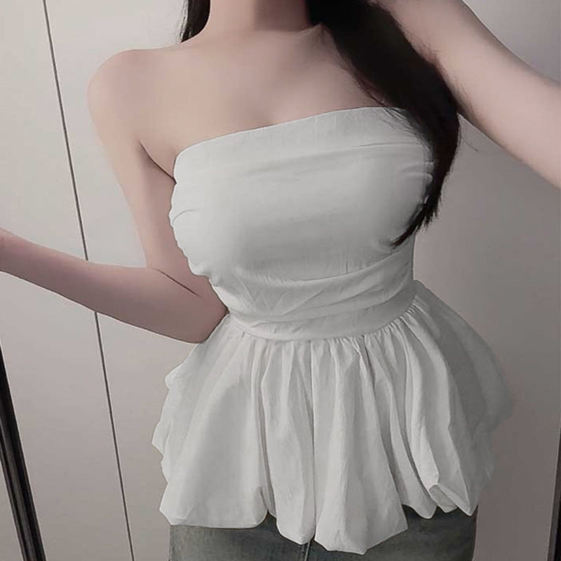Women's Shoulder-baring Waist-cinching Figure-flattering Tube Top for Ladies