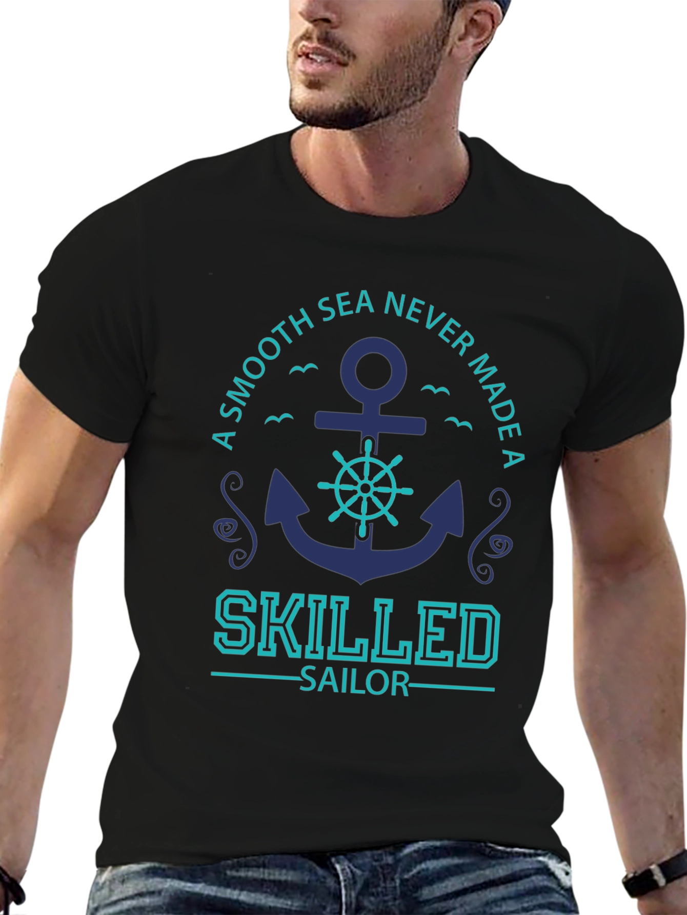 Skilled Sailor Graphic T-Shirt - Black