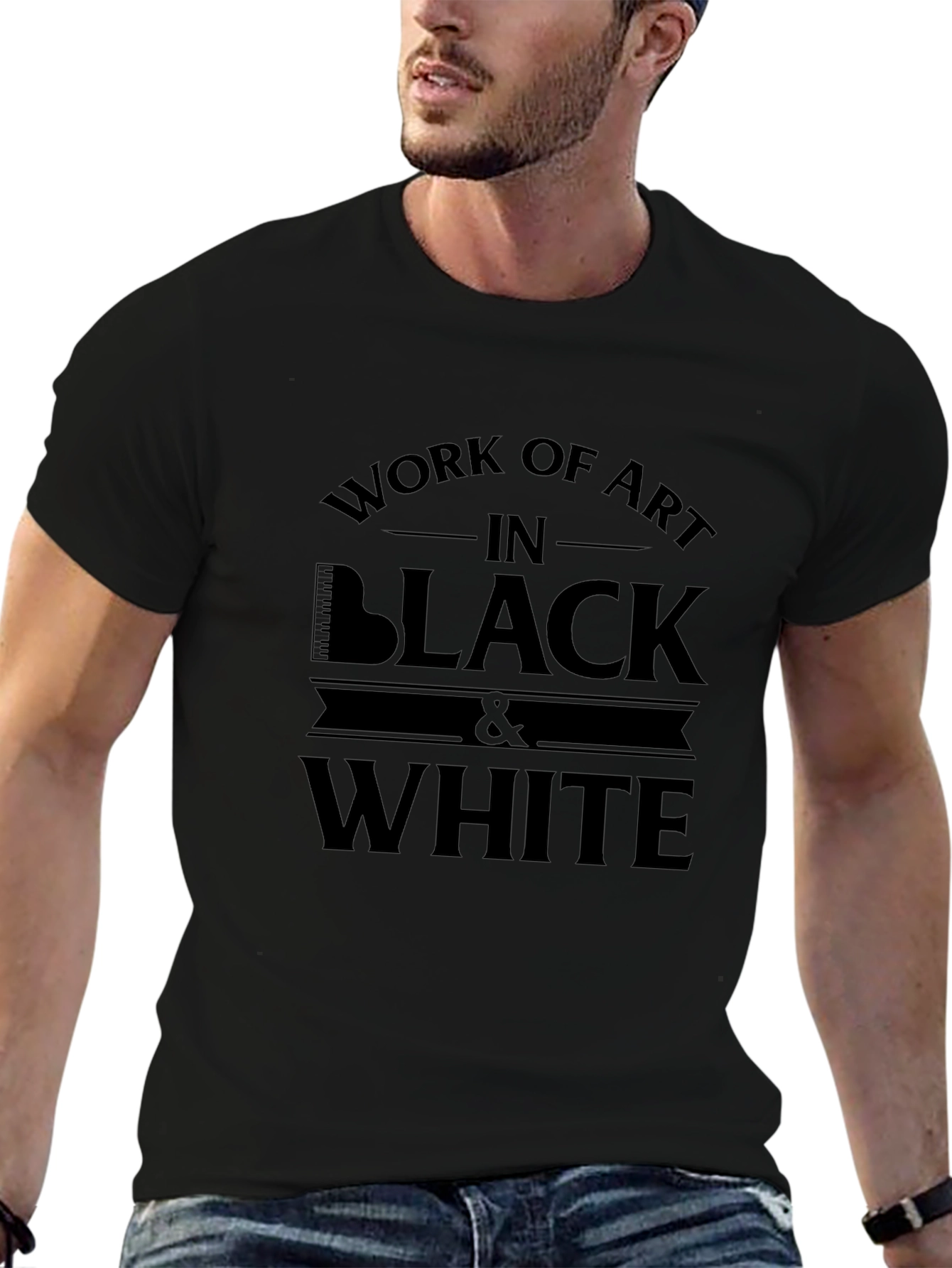 Work of Art Black and White T-Shirt