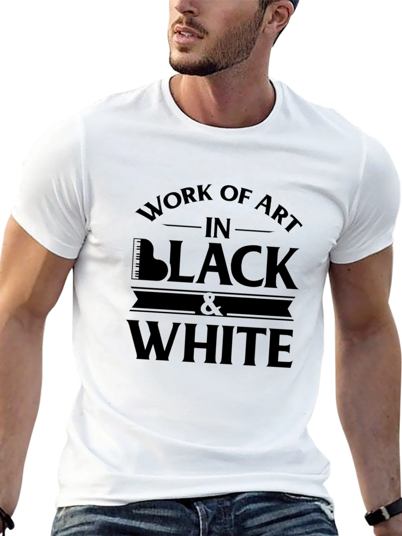 Work of Art Black and White T-Shirt