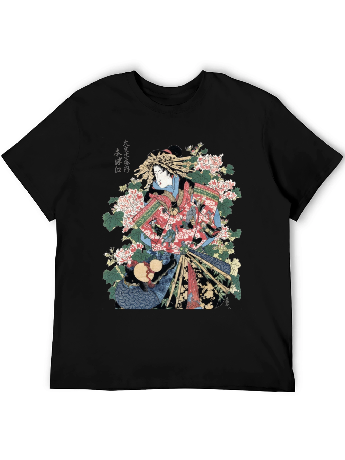 Ukiyo-e Geisha Graphic Tee - Mens Black T-Shirt
