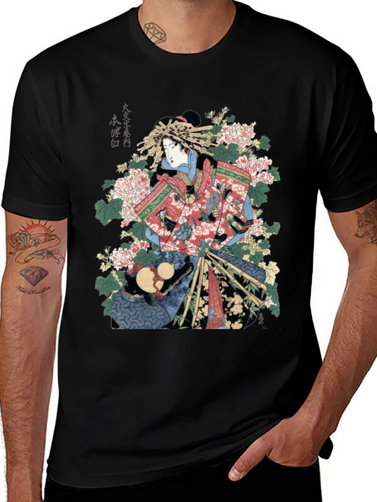 Ukiyo-e Geisha Graphic Tee - Mens Black T-Shirt