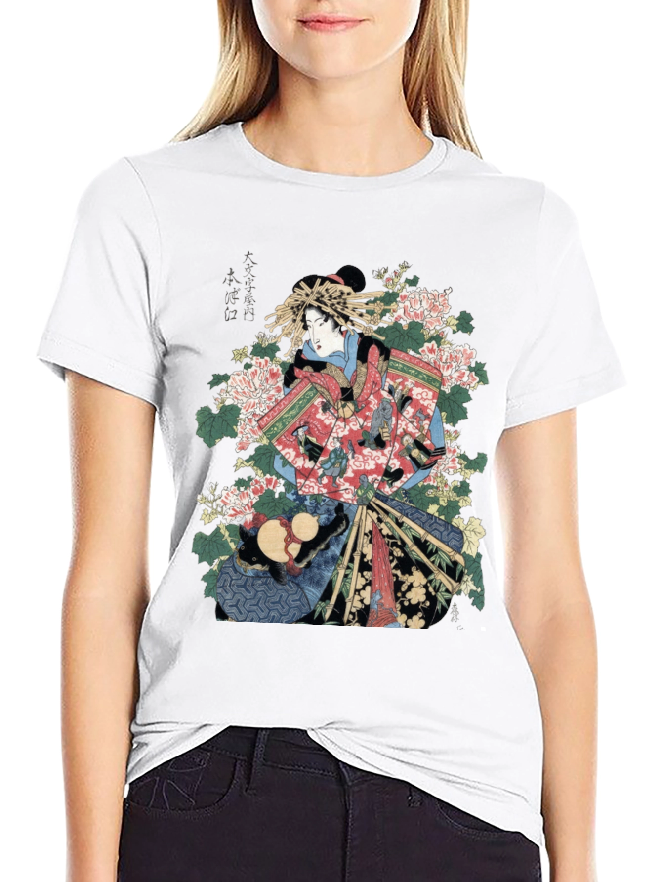 Ukiyo-e Geisha Graphic Tee - Mens Black T-Shirt