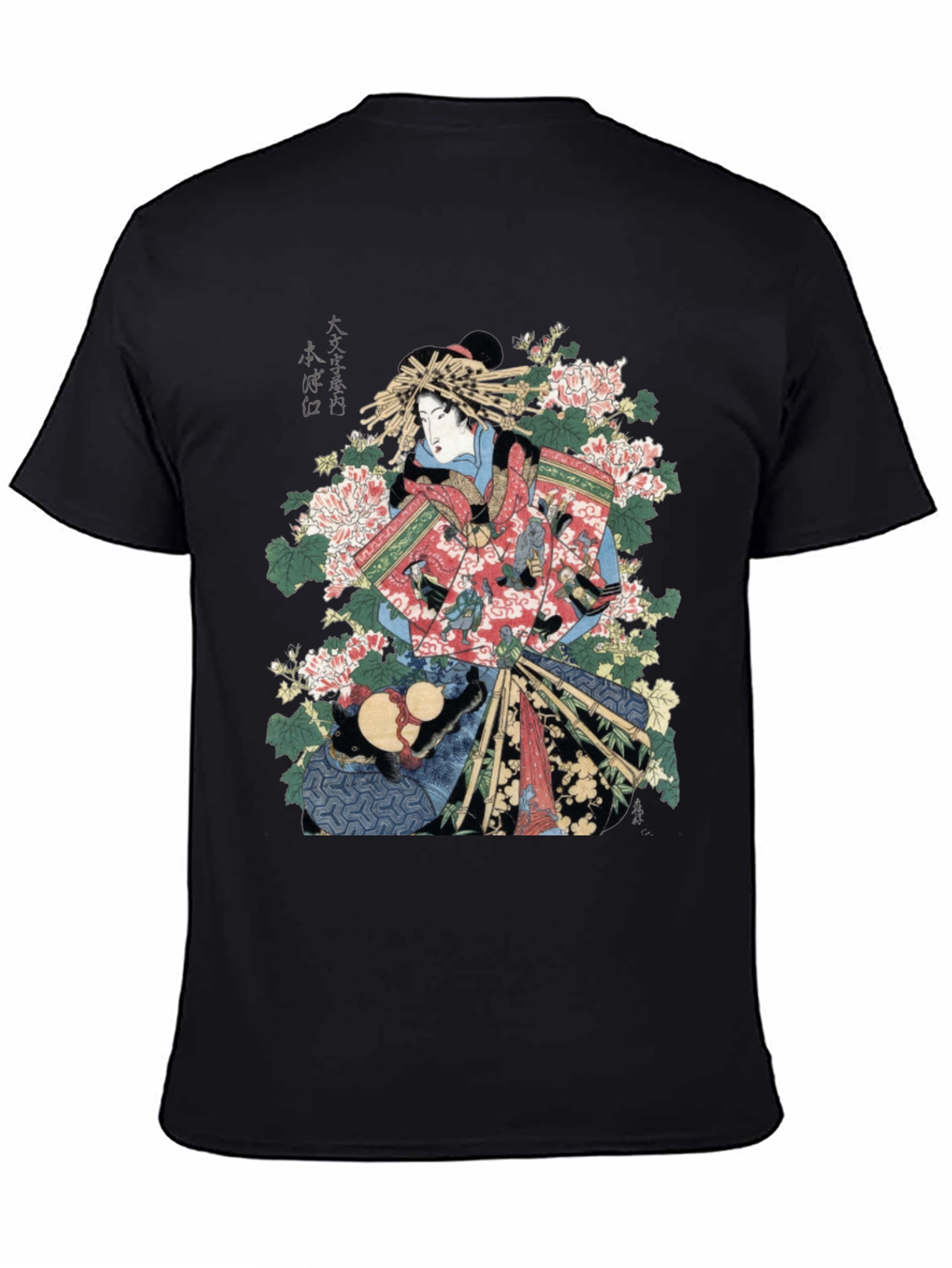 Ukiyo-e Geisha Graphic Tee - Mens Black T-Shirt