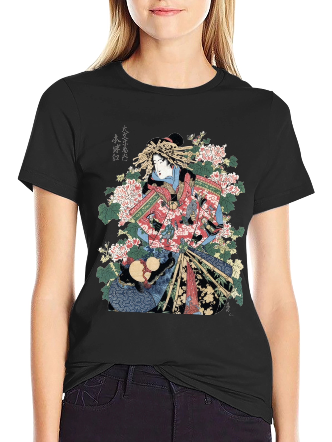 Ukiyo-e Geisha Graphic Tee - Mens Black T-Shirt