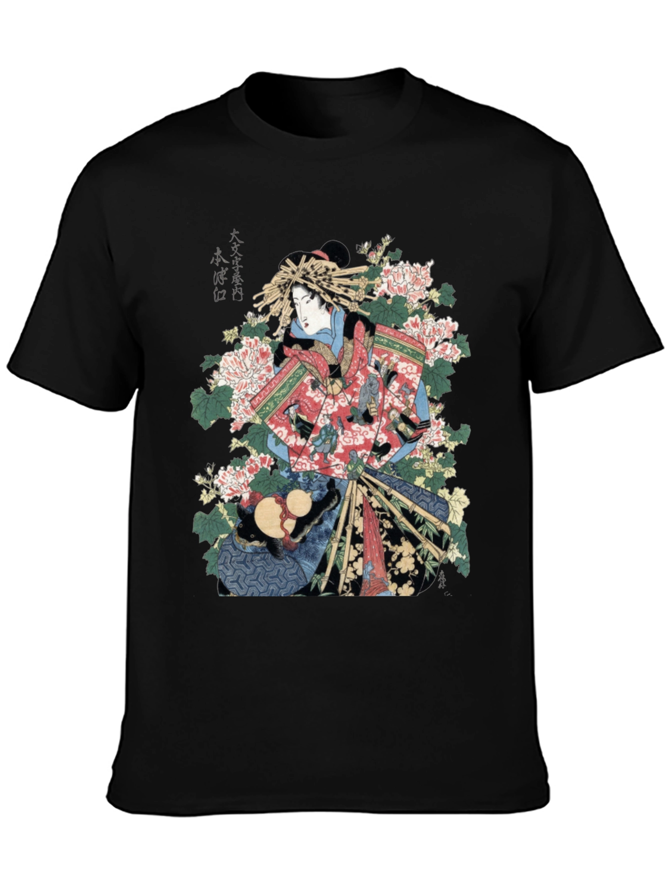 Ukiyo-e Geisha Graphic Tee - Mens Black T-Shirt