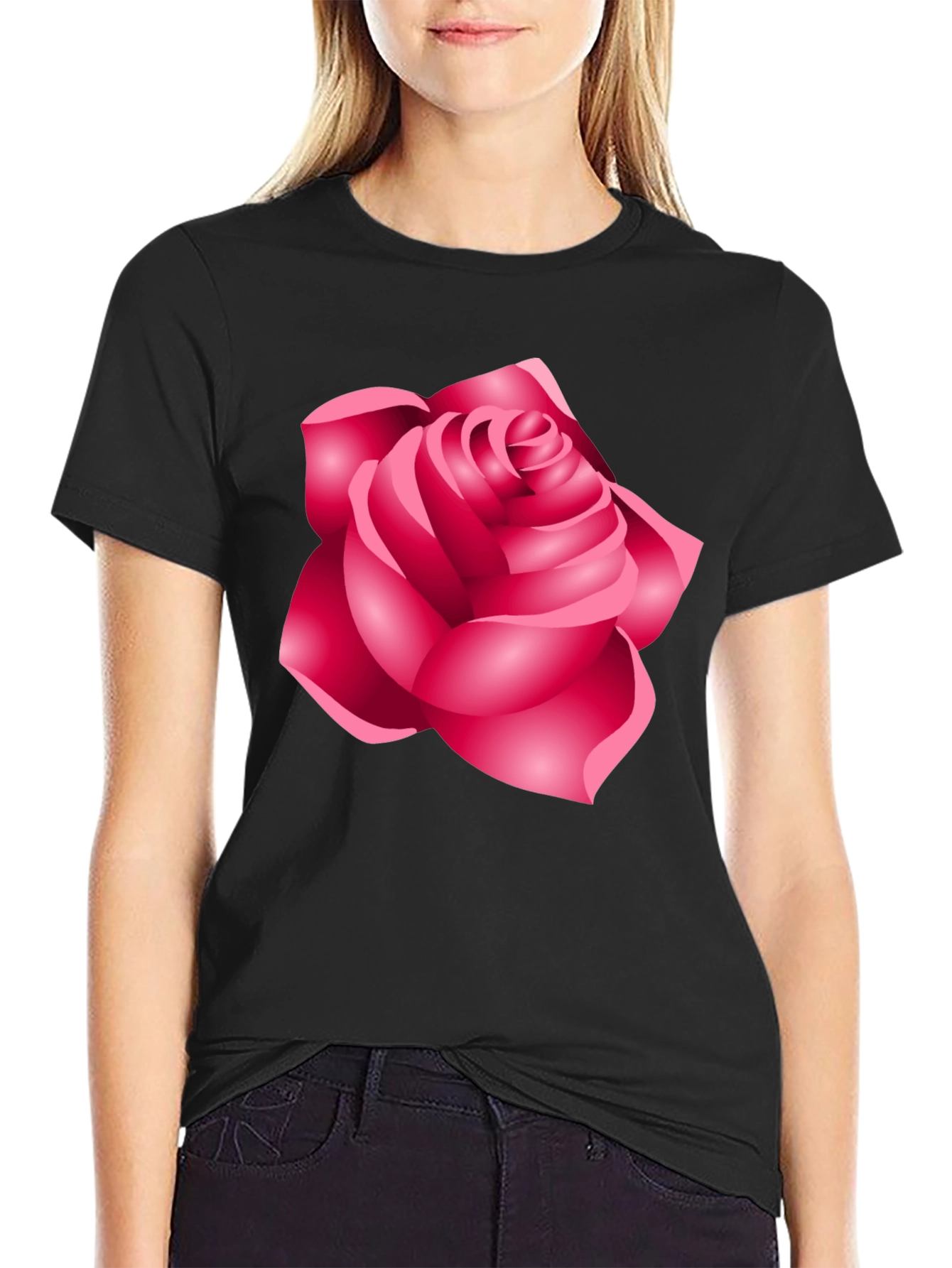 Rose Graphic Black T-Shirt
