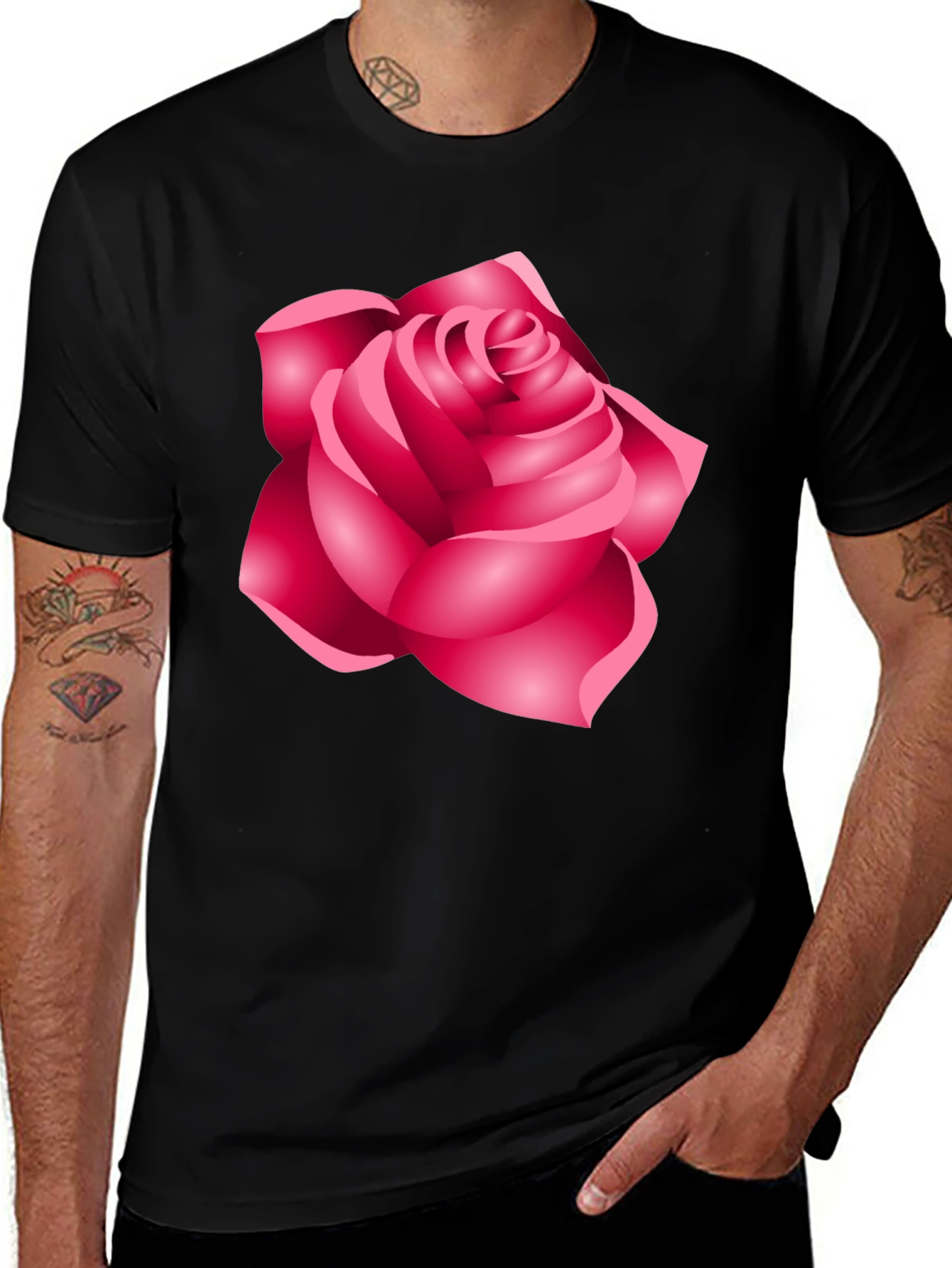 Rose Graphic Black T-Shirt