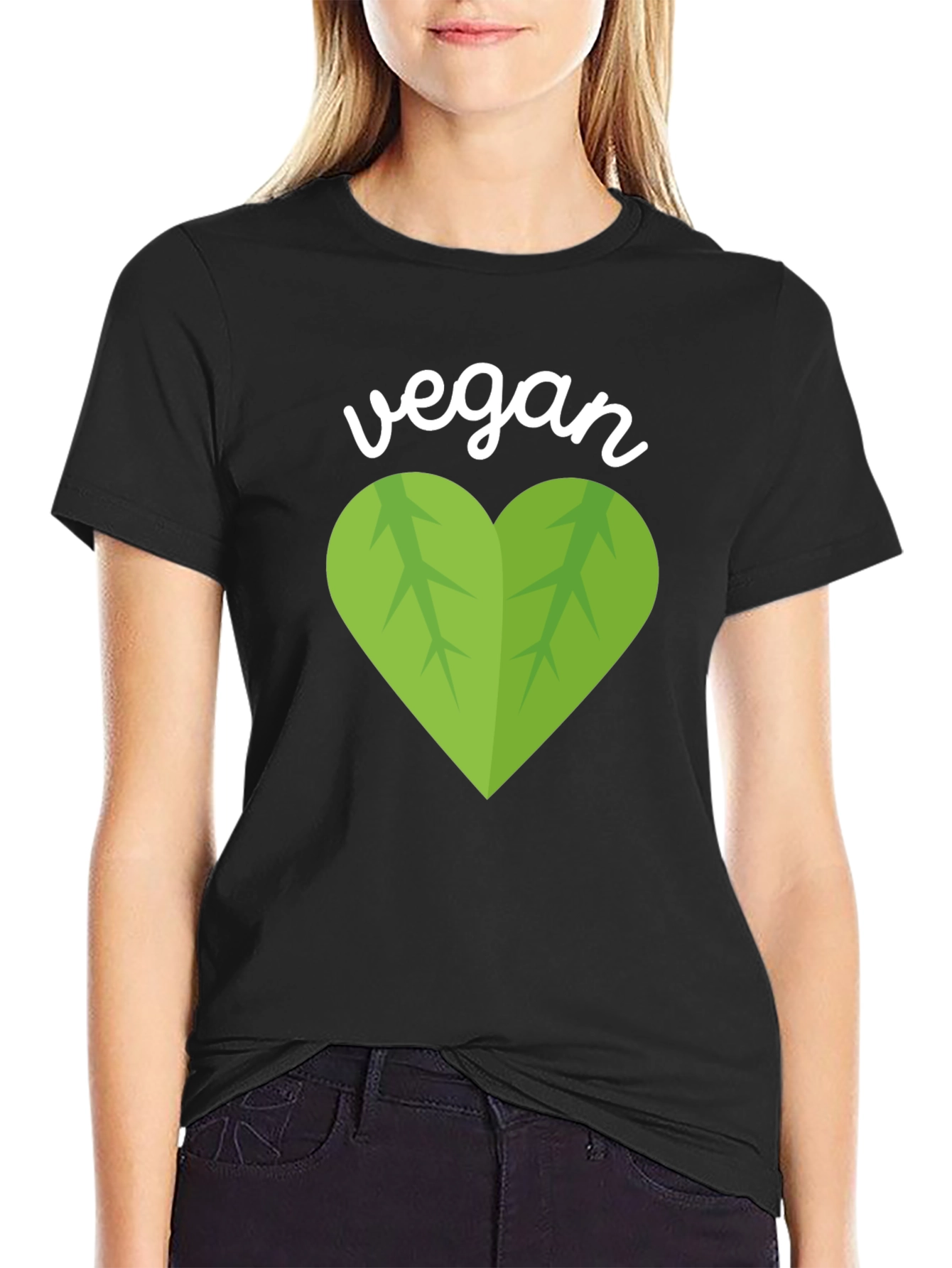 Vegan Heart Graphic T-Shirt - Black
